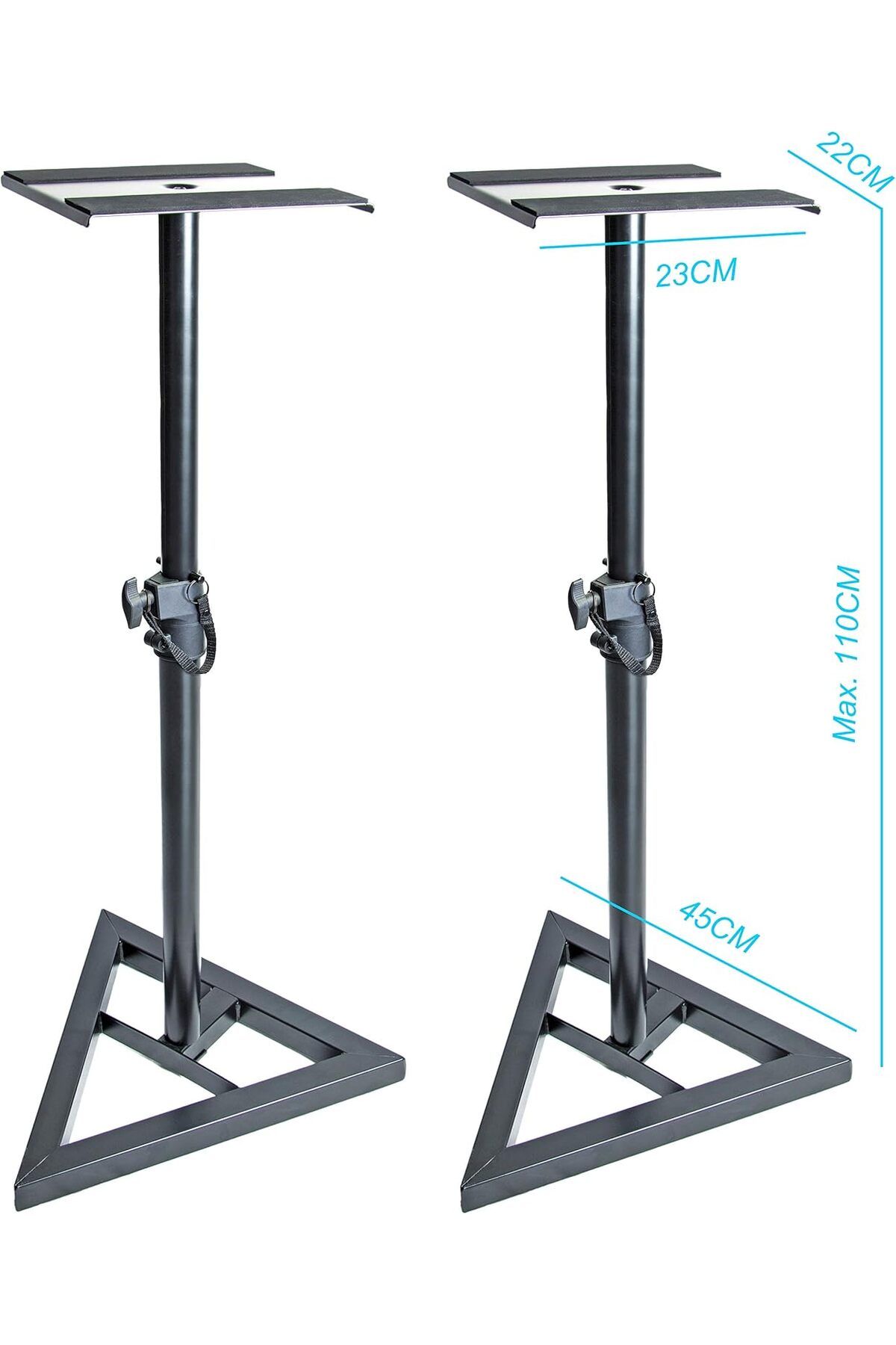 FlashHawk-Speaker Stand 2 Pack-Telescoping Height Adjustable from 68cm-116cm, with 22cm Square Platform, Black 6