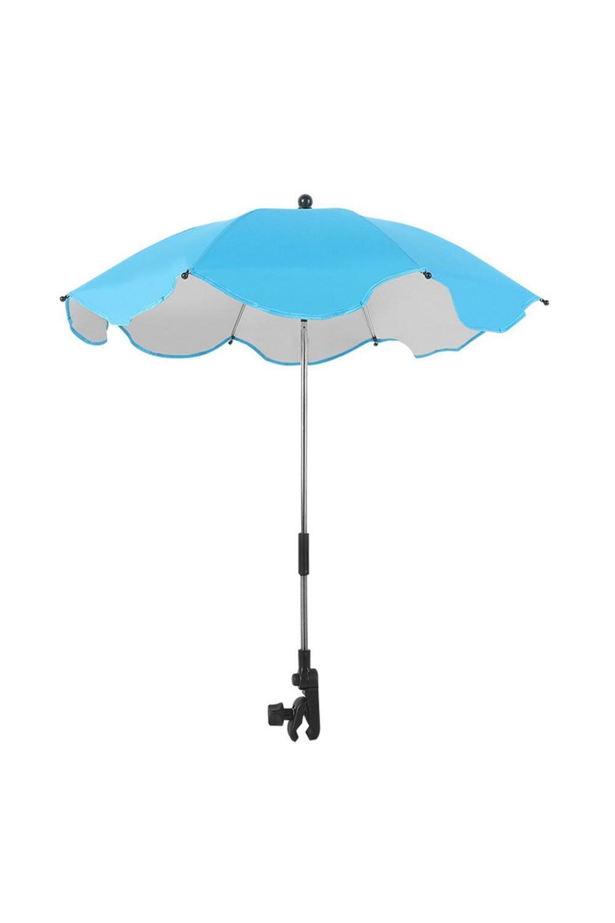 valkyrie Bebek Arabası İçin Ayrılabilir 360 Derece Ayarlanabilir 66 cm Şemsiye - Mavi fotoğrafı 3 (önizleme)