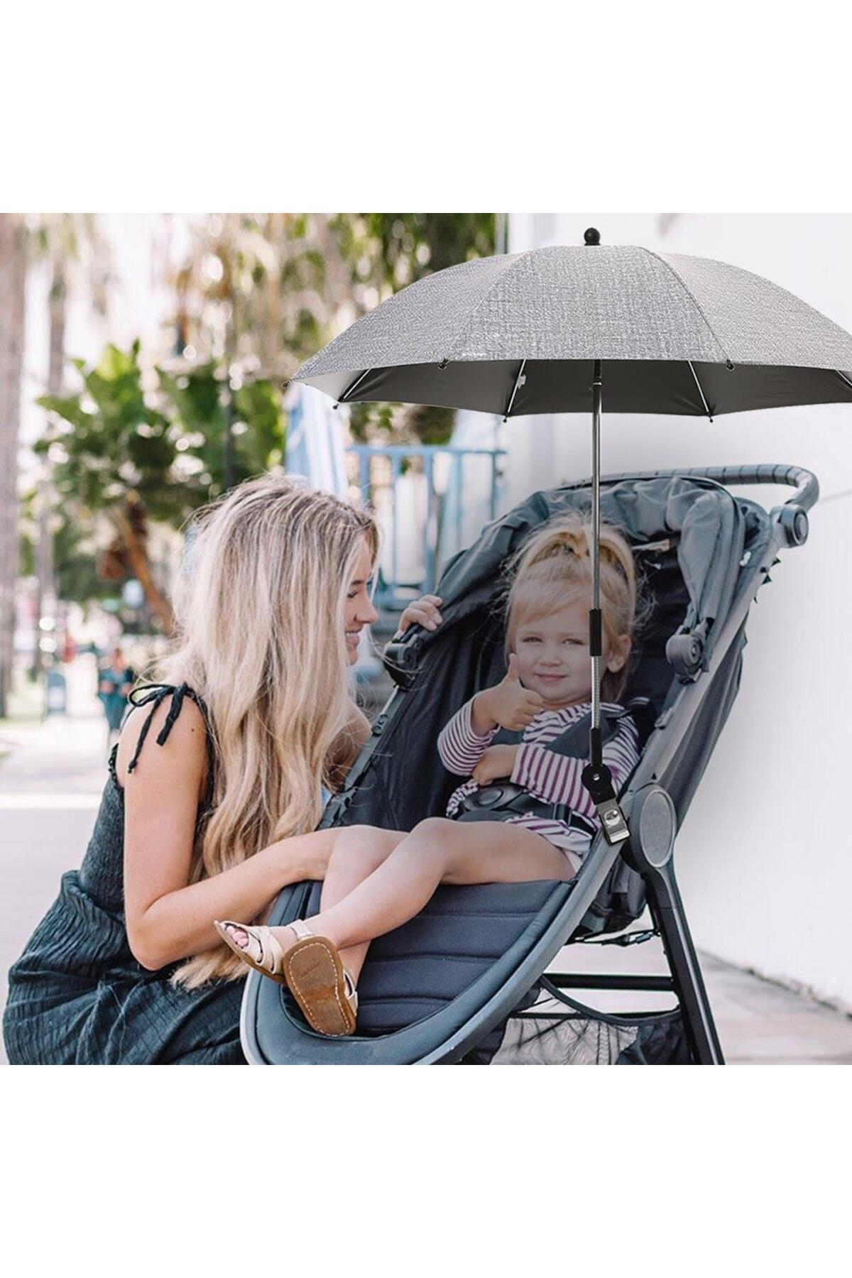 valkyrie Bebek Arabası İçin Ayrılabilir 360 Derece Ayarlanabilir 75 cm Şemsiye - Gri fotoğrafı 2 (önizleme)
