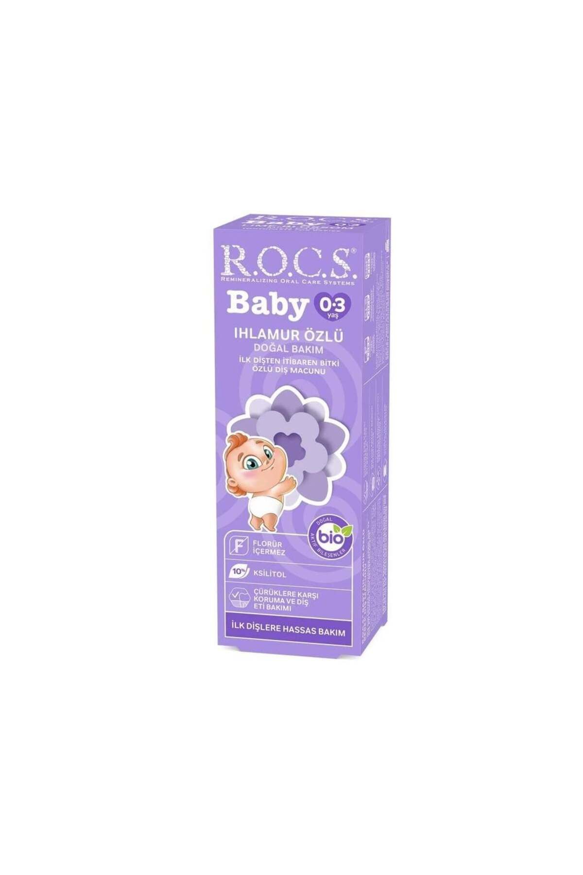 R.O.C.S.-Fluoride-Free Baby Toothpaste from First Tooth / Linden Extract & (Green 0-3 Years Sort Brush) 3