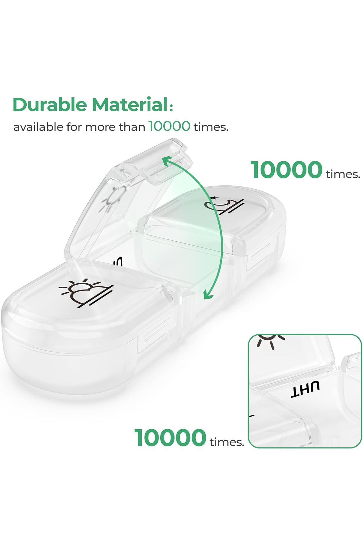 COOYA-Portable Travel Pill Box, 7 Day with Large Pill Containers, Light Proof Pill Case (White) 5