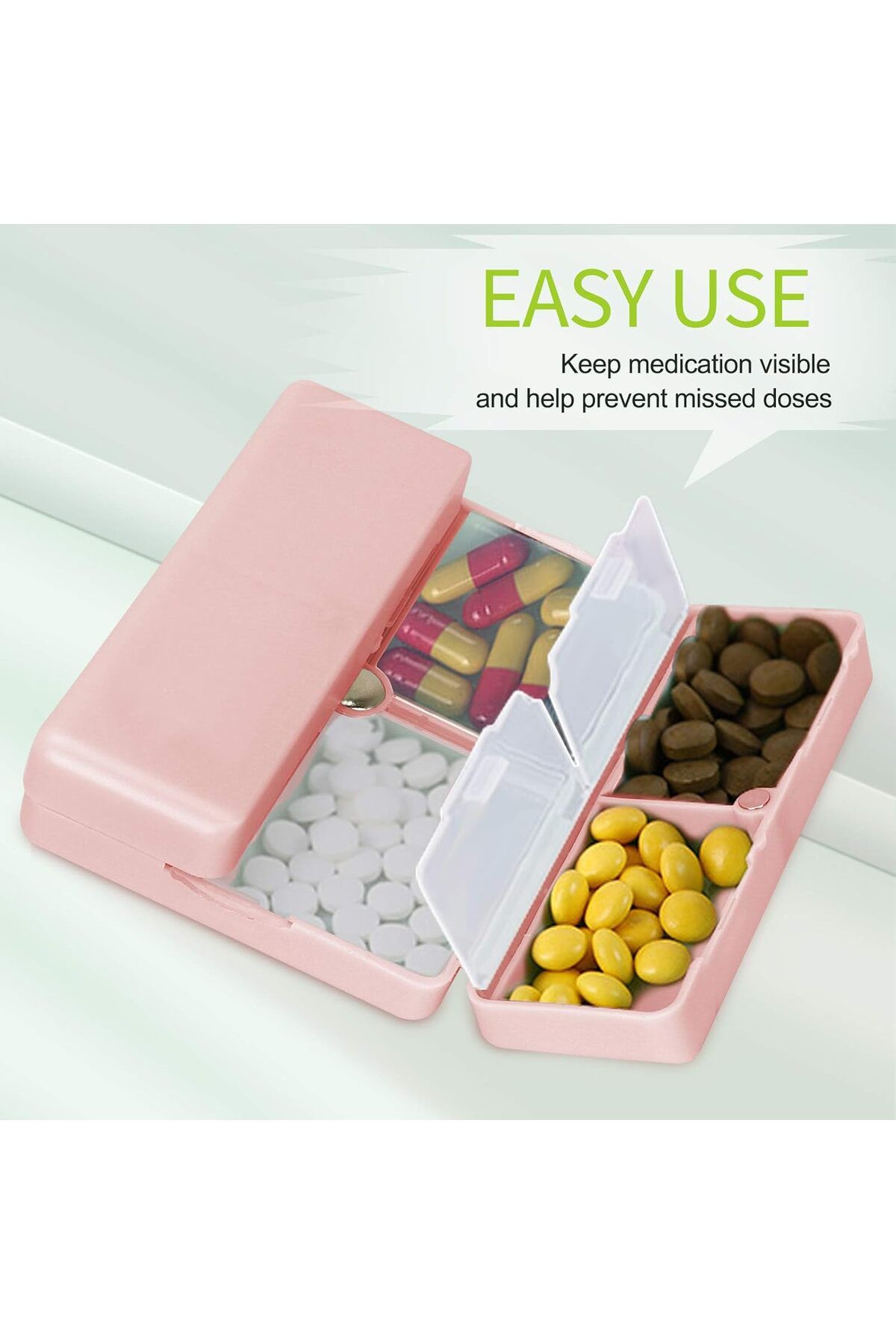 COOYA-Daily Pill Organizer, Portable Folding Design, for Vitamins, Supplements and Medication 5