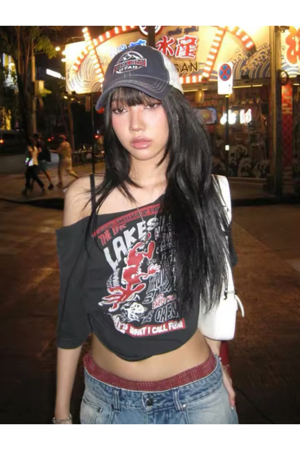 Y2k Guitar Printed Vintage Strappy Crop Top