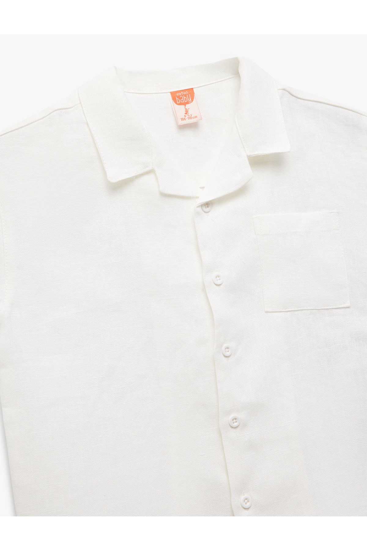 Koton Cep Detaylı Kısa Kollu Keten Gömlek fotoğrafı 3 (önizleme)