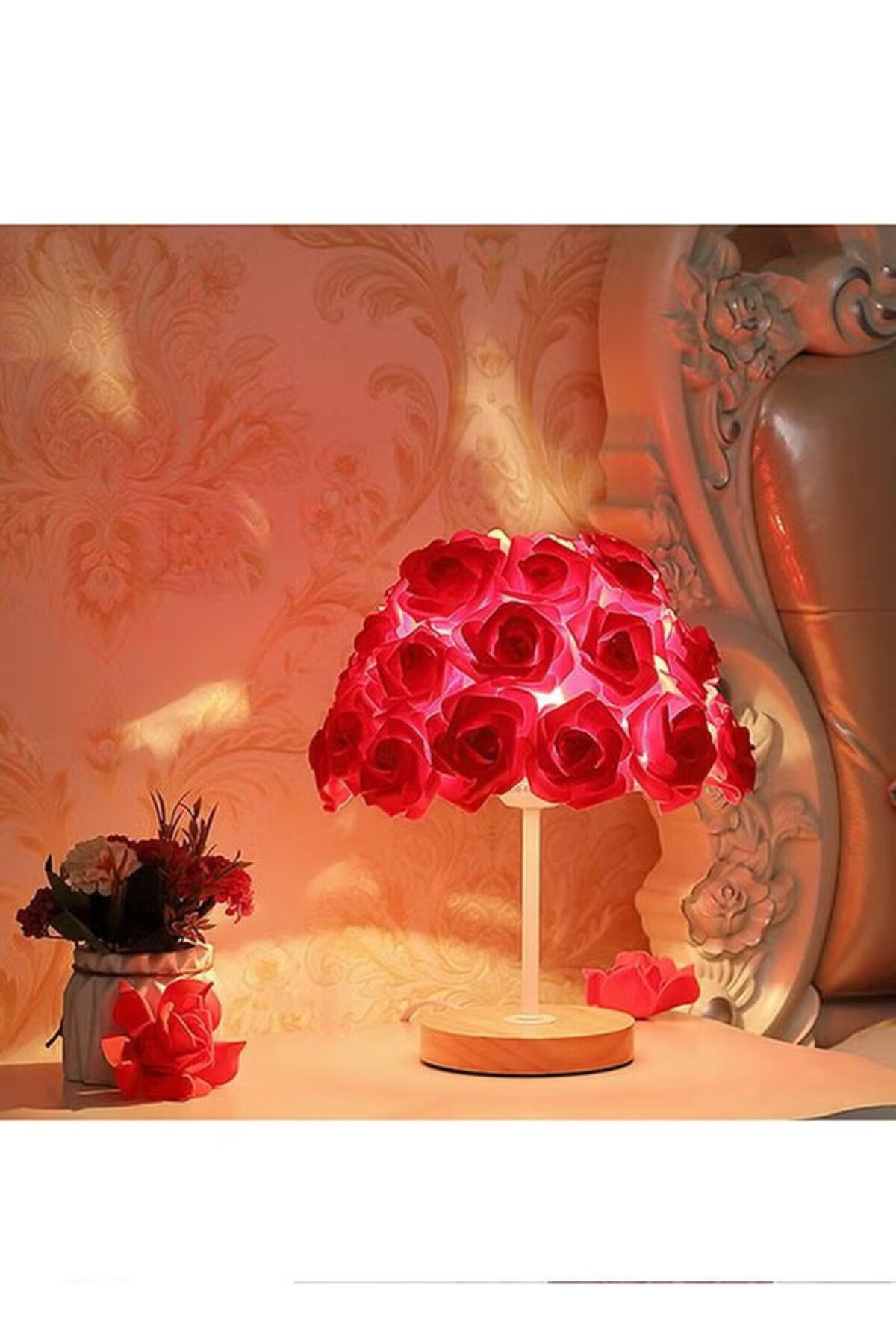 COOYA-Table Lamp, USB Port, Nightstand Rose Lamp for Arcade with 3-Colour Remote Control Dimmer + Timer 3