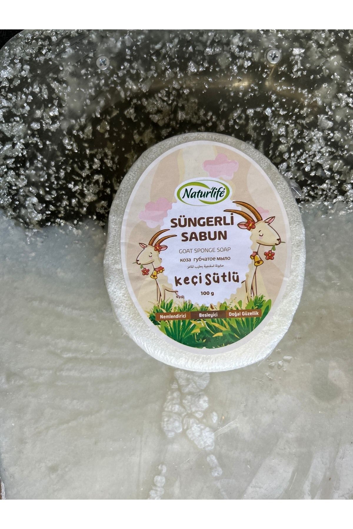 Roza's Home Naturlife Doğal Güzellik, Nemlendirici Ve Besleyici Süngerli Keçi Sütlü Sabun 100 Gr.