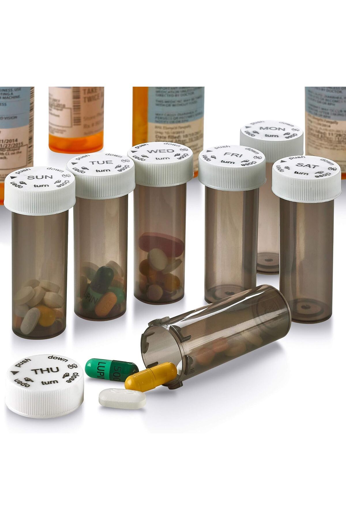 COOYA-Pill Bottle Organizer, Tote Bag for Weekly Pill Bottles with 3 Extra Daily Bottles 3