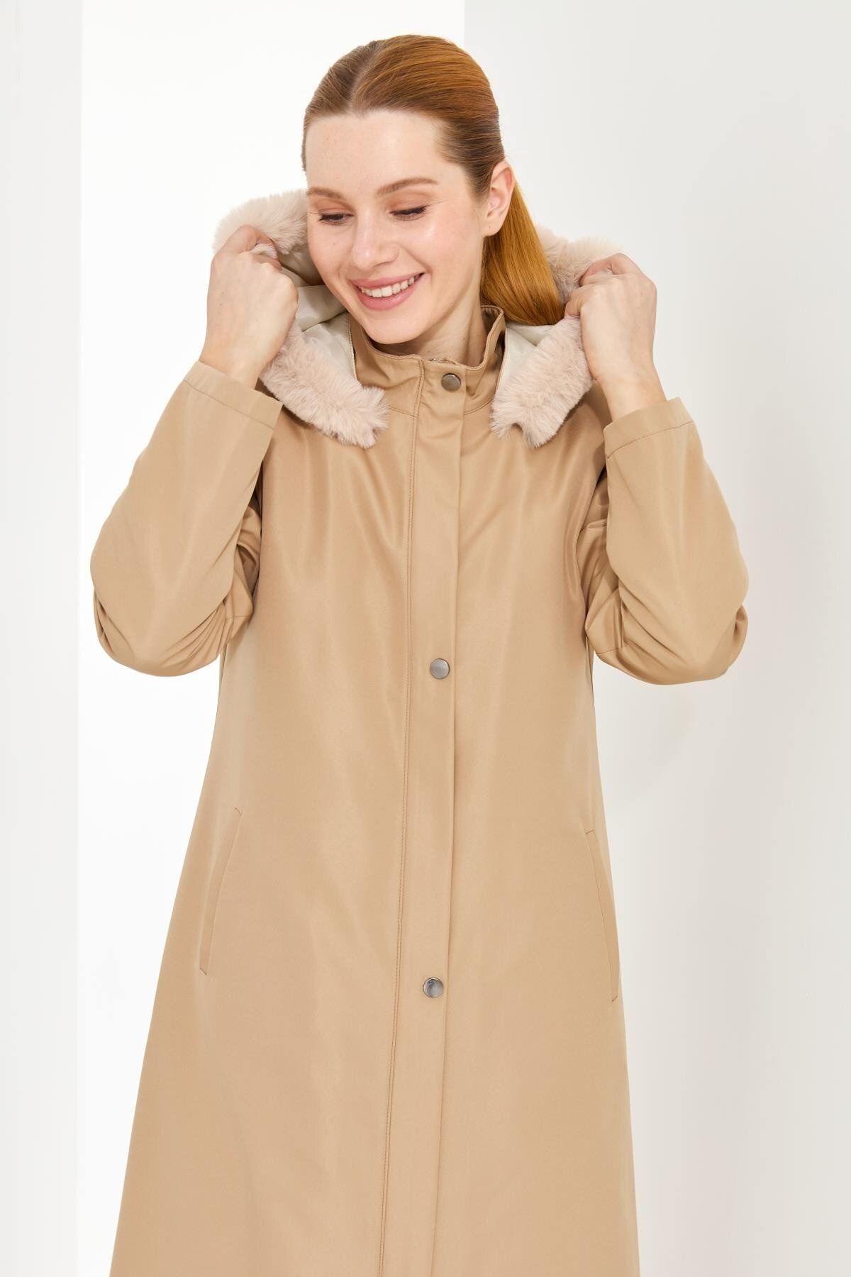 Günay Karaca-Winter Women's Araboy Coat - Water Repellent Fabric 20230 8