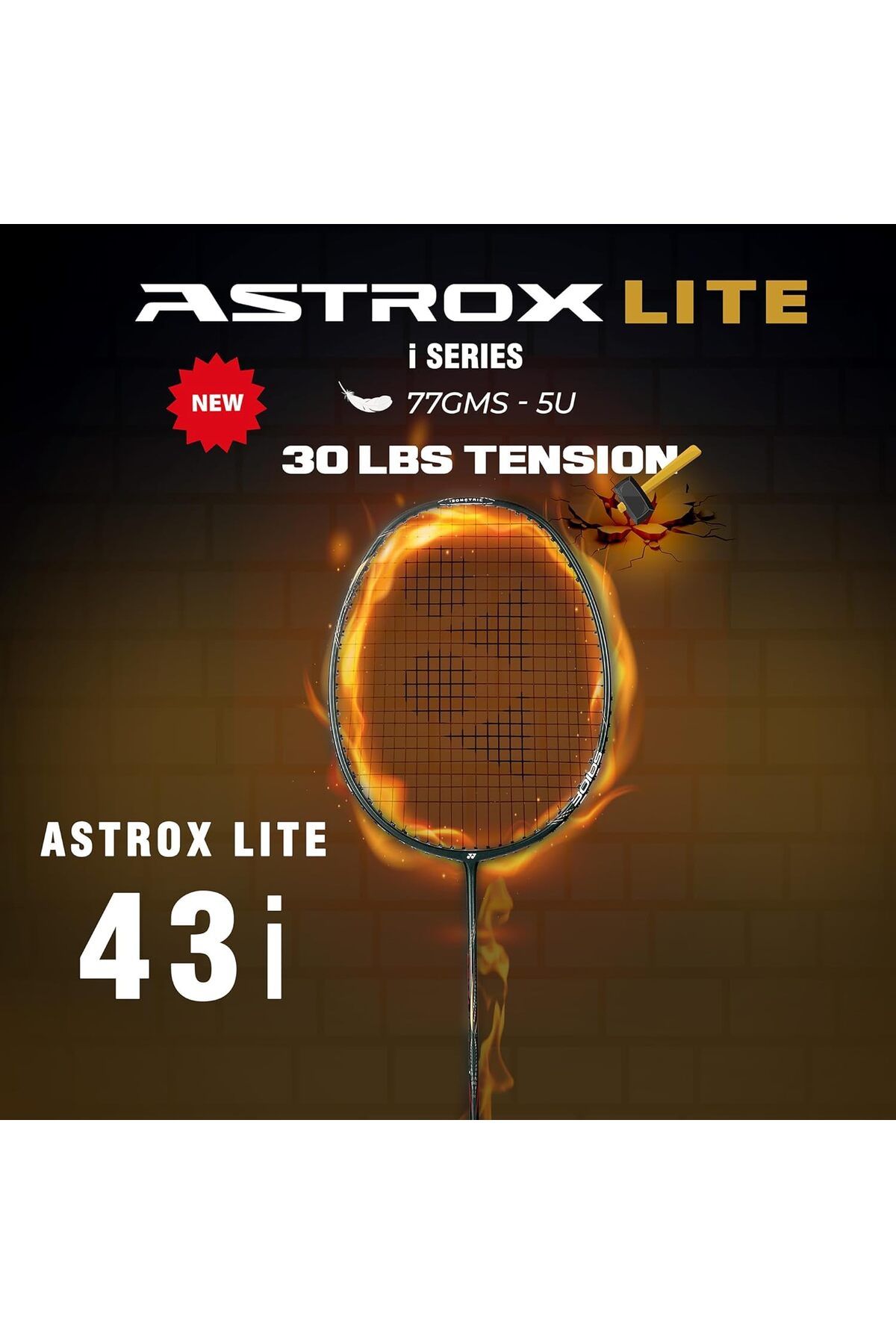 YONEX-AstroxLite 43i Graphite Strung Badminton Racket | Racket Cover | 77gms | 30lbs String Tension 2