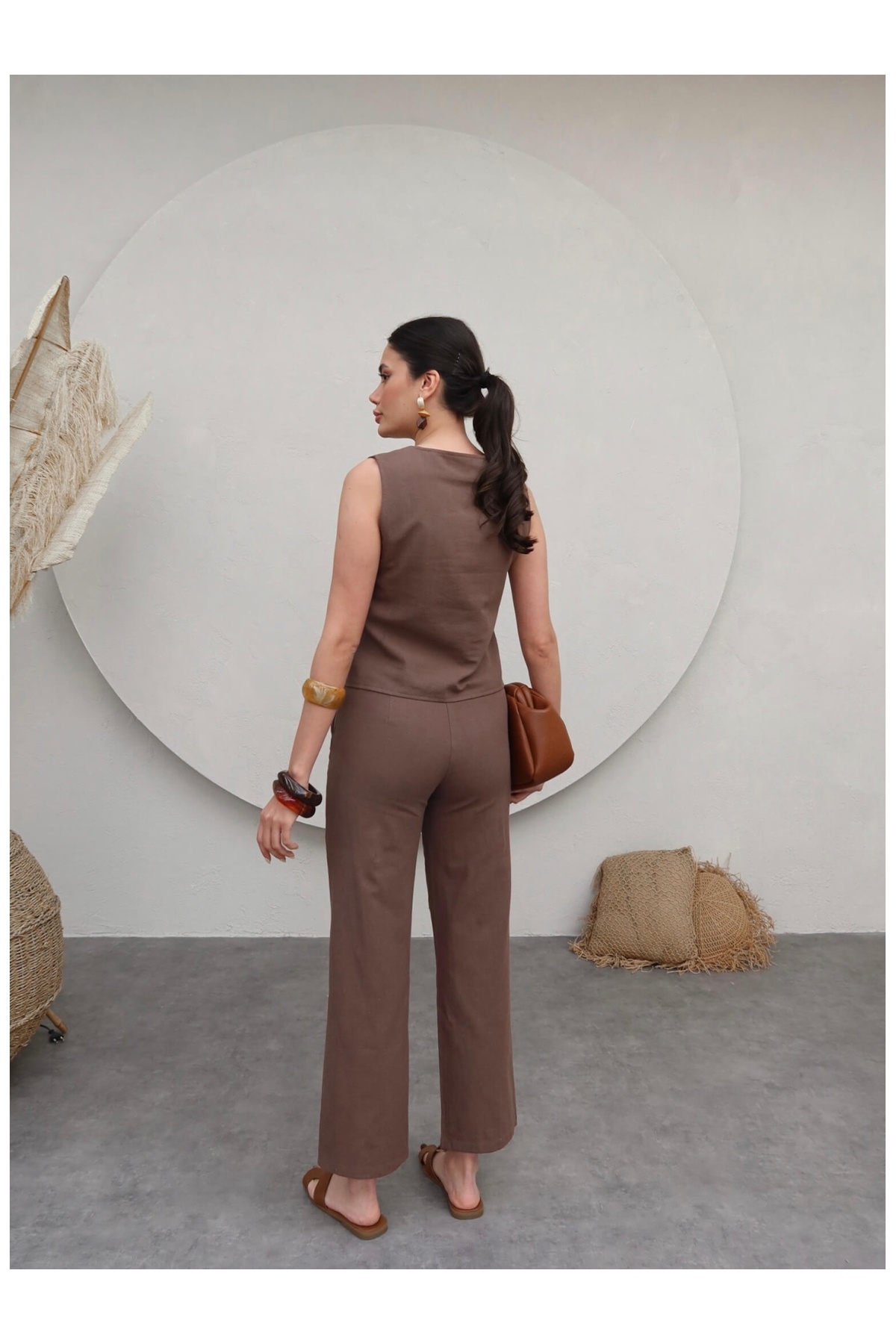 ESRAHELVACI-Vest Linen Trousers Set 2