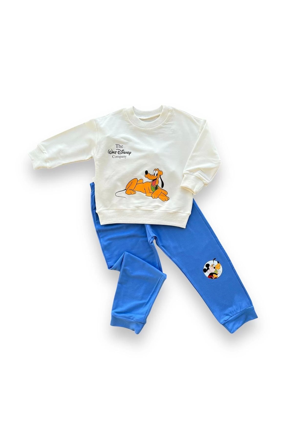 Moon wear 6-9-12-18 Ay Köpek Baskılı Pamuk Penye Kumaş Erkek Bebek Takımı