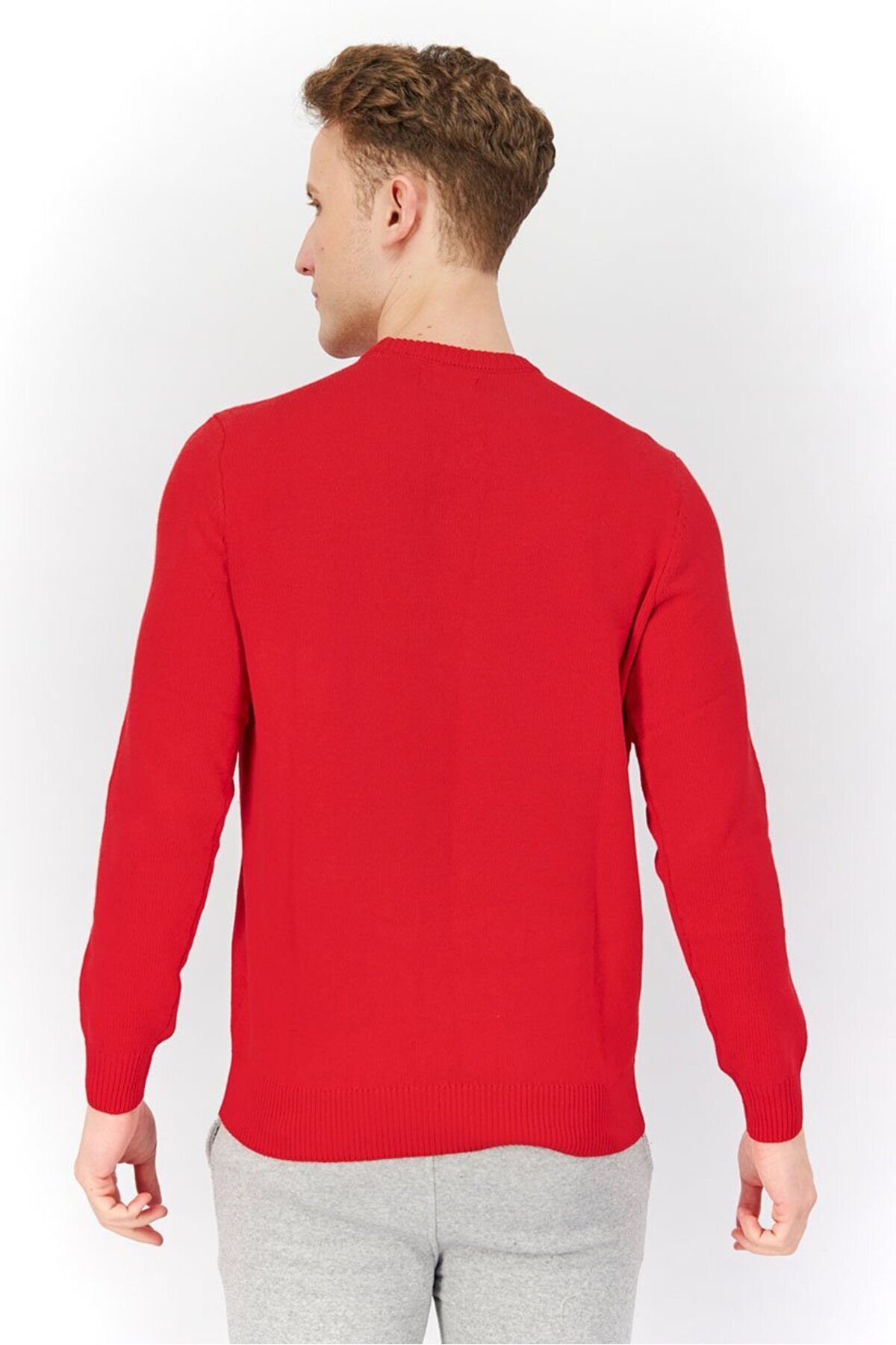 Chaps-Men Crew Neck Knitted Long Sleeve Sweaters, Red 3