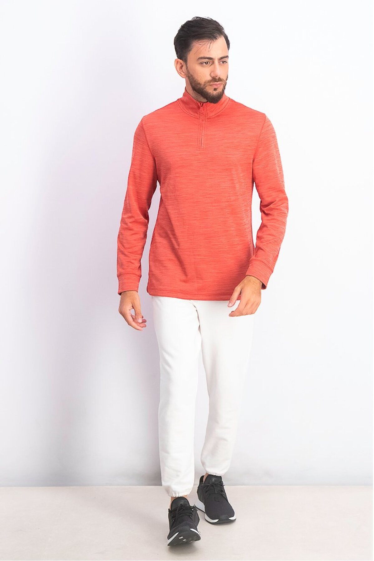 Club Room-Men Long Sleeve Quarter,Zip Tech Sweater, Melone 4