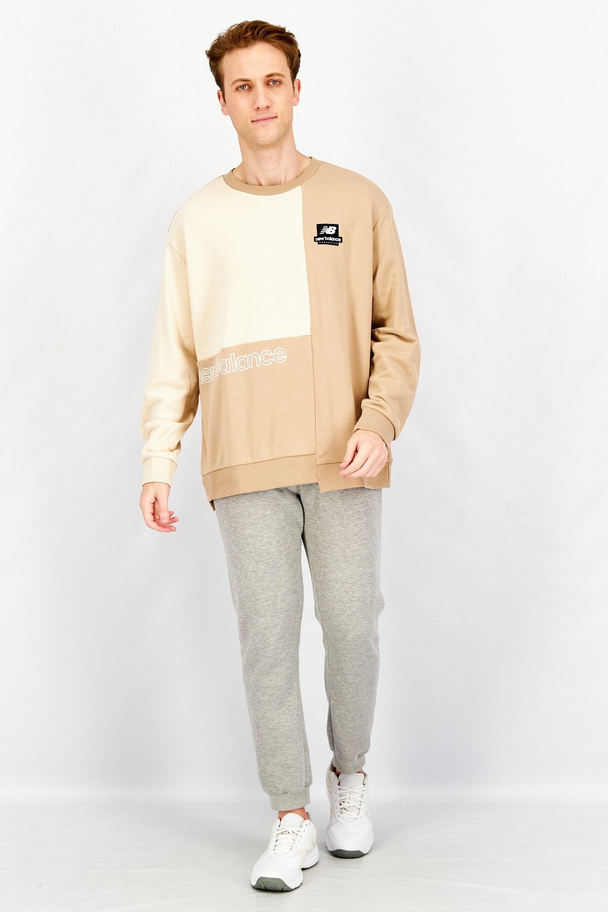 New Balance-Men Sportswear Fit Athletics Renew Askew Crew Neck Sweatshirt, Tan 4