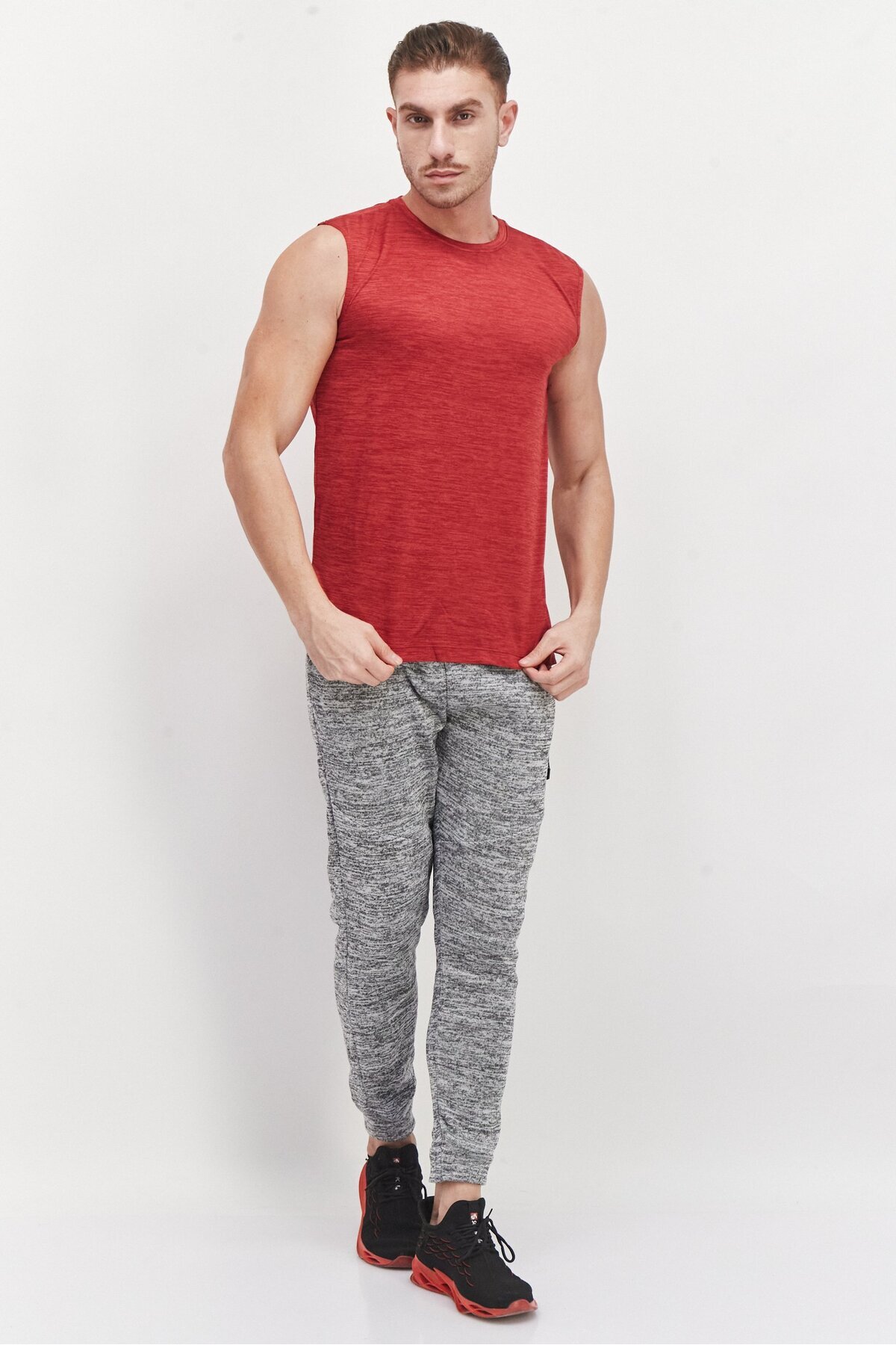 Athletex-Men Sportswear Fit Sleeveless Training Vest, Red 4