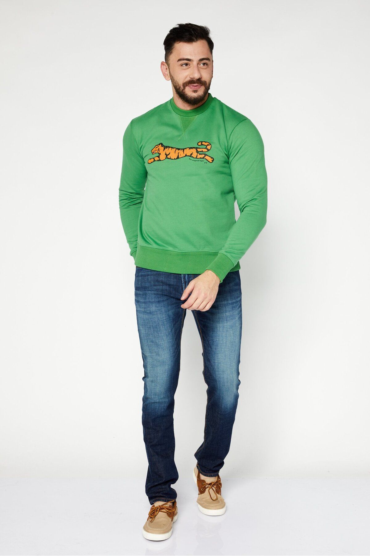 Le tigre-Men Crew Neck Graphic Sweatshirt, Green 4