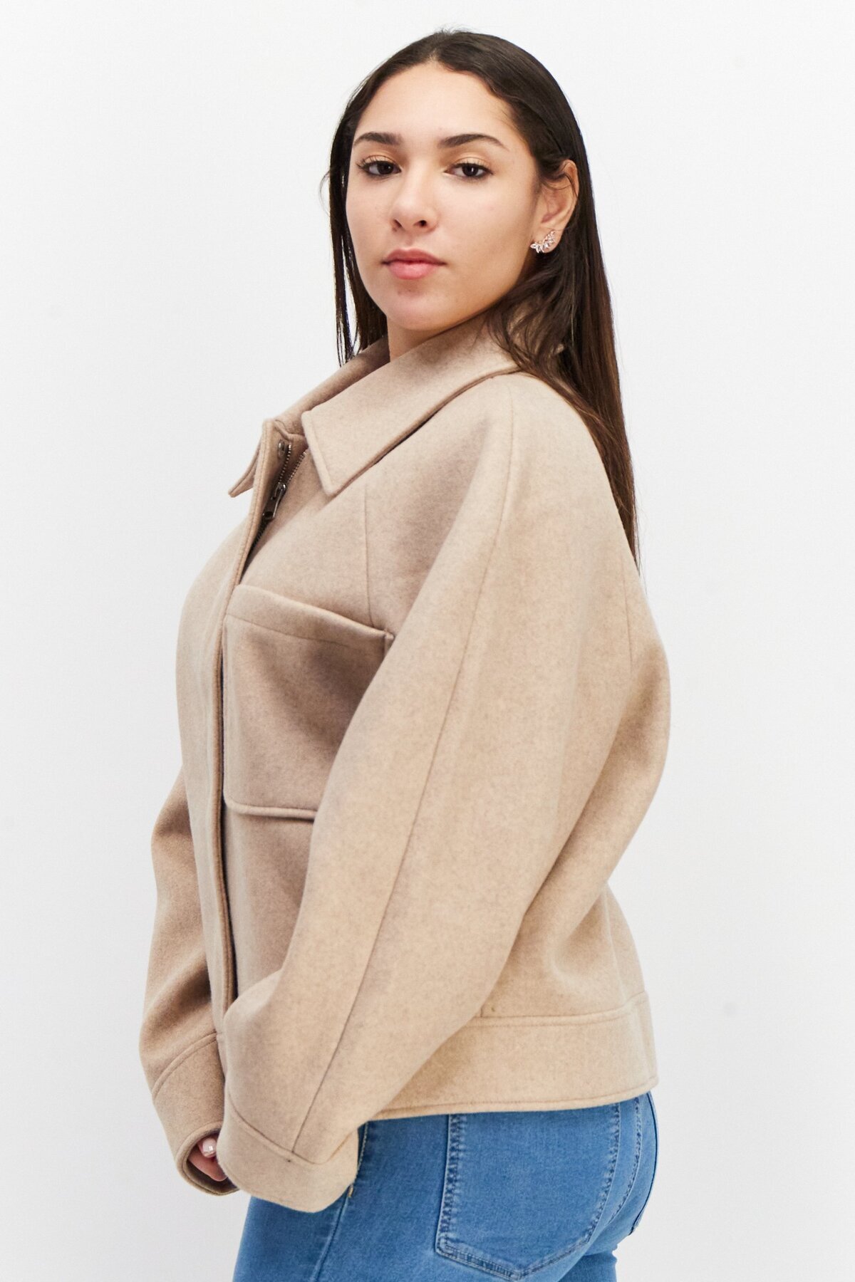 NA-KD-Women Oversized Chest Pocket Jacket, Beige 4