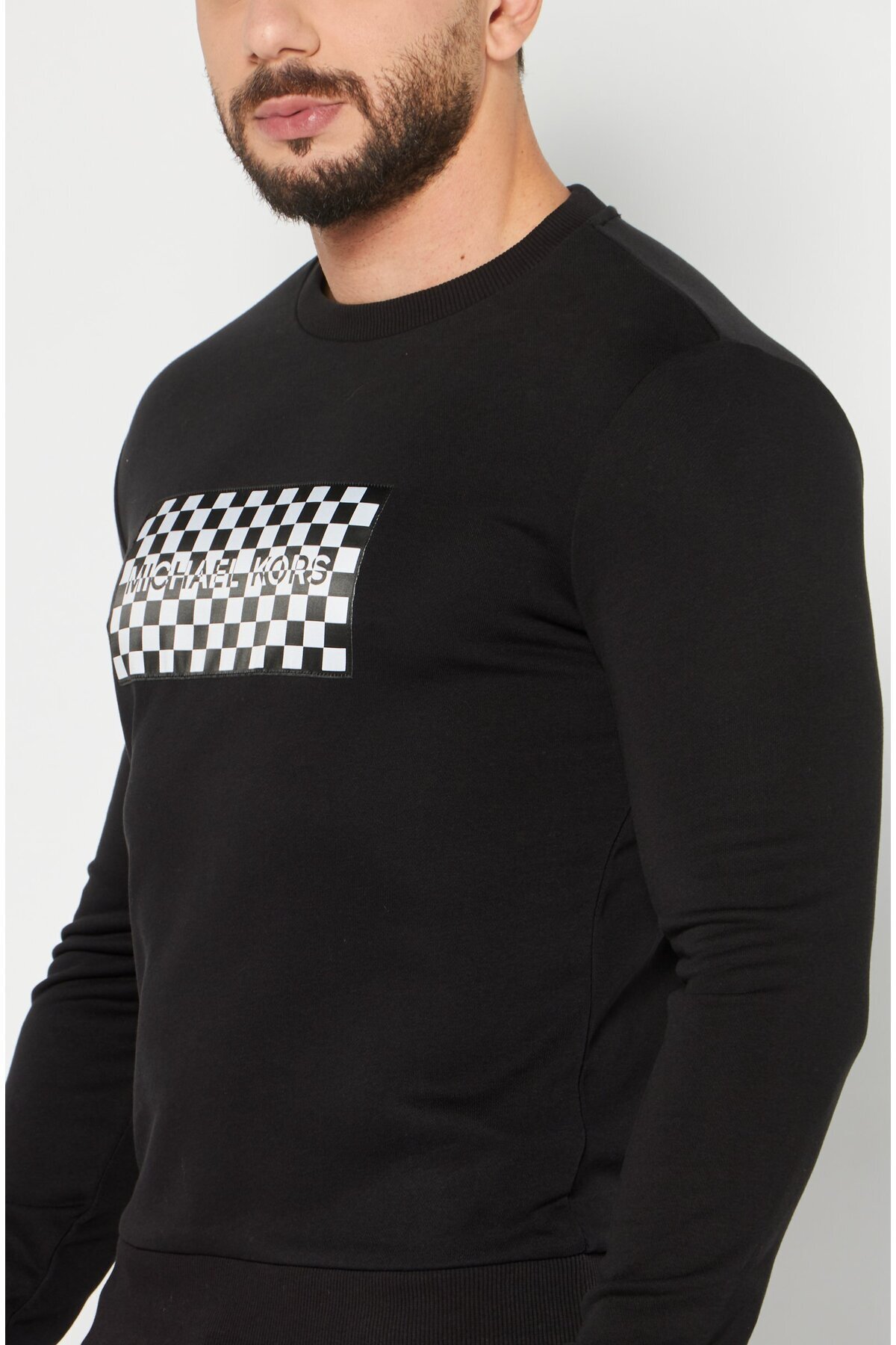 Michael Kors-Men Crew Neck Long Sleeve Graphic Print Sweatshirt, Black 3