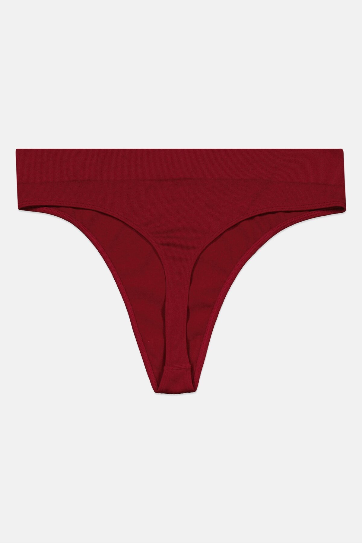 Jenni Intimates-Women Ribbed Pull On Thong, Burgundy 2