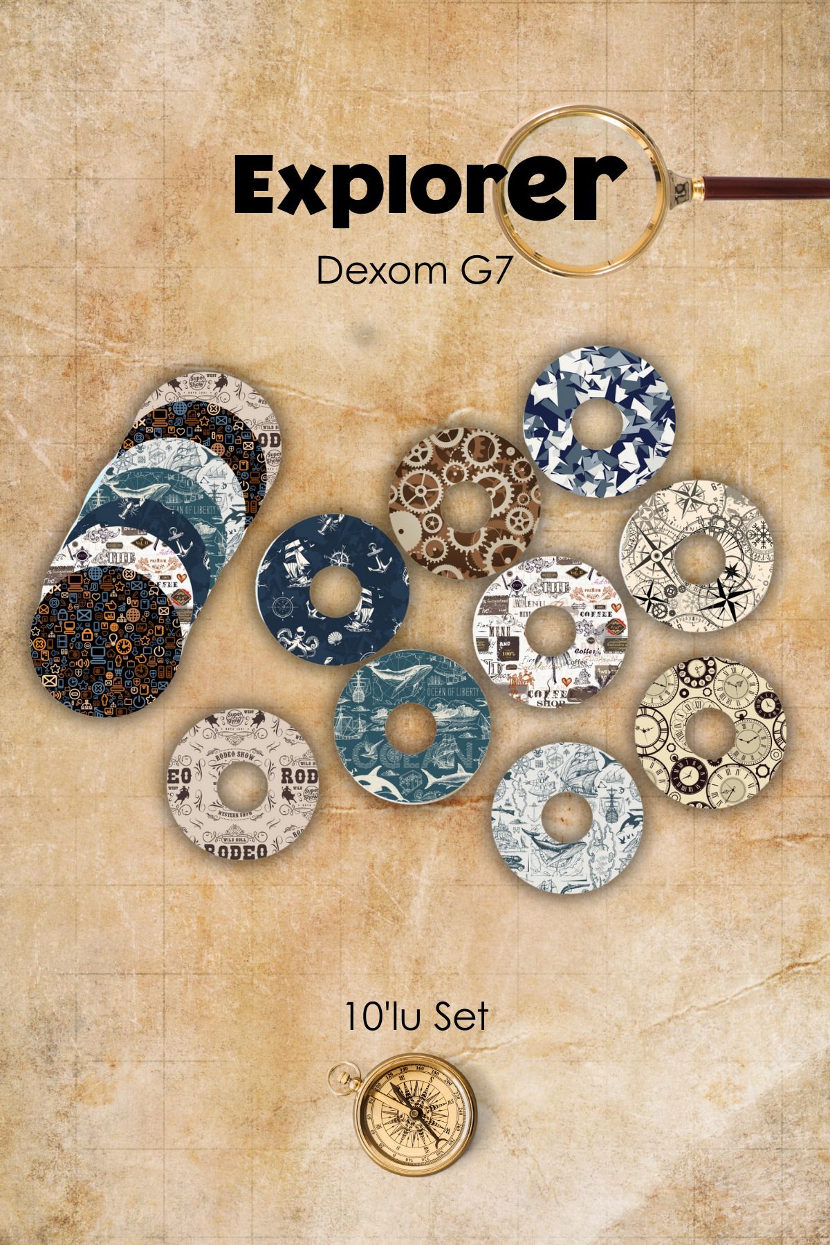 StickIT Dexcom G7 Sensör Koruyucu Bant Explorer Serisi 10'lu Paket