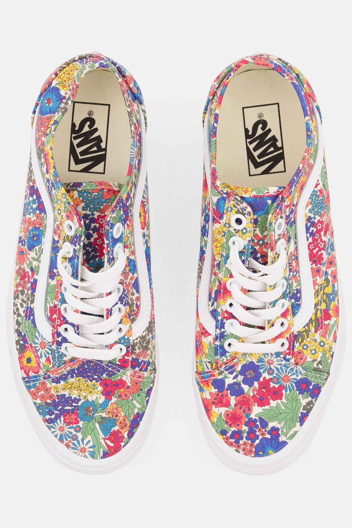 Vans-Women Lace Up Floral Print Casual Shoes, White Combo 3
