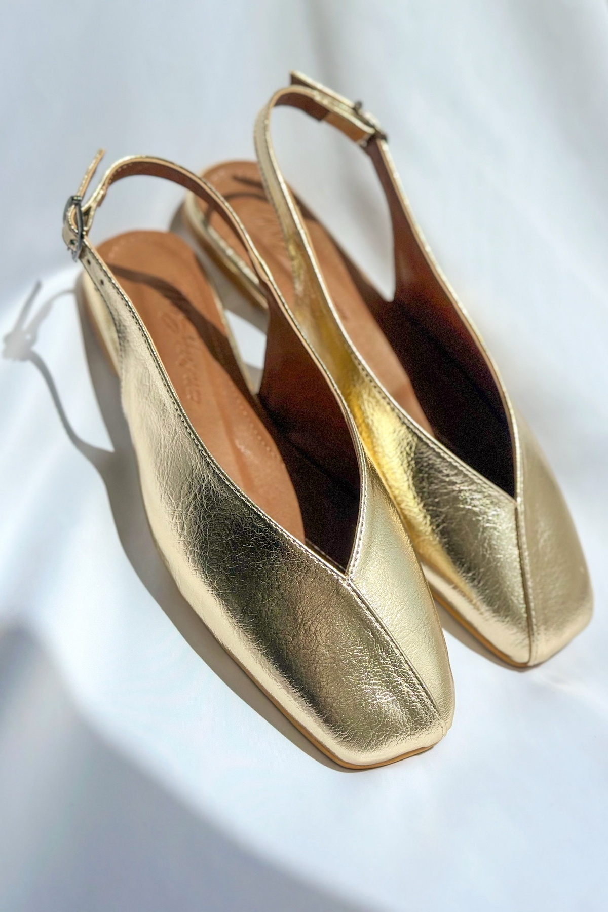 Nil Shoes  Miya Altın Cilt Babet - Görsel 2