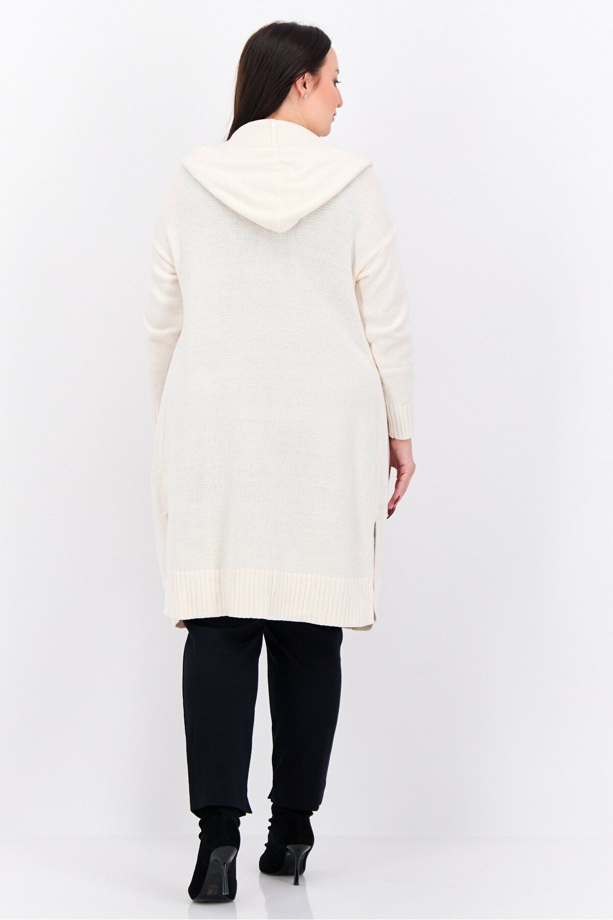 Style & Co-Women Plus Size Hooded Long Sleeves Knitted Cardigans, Cream 4