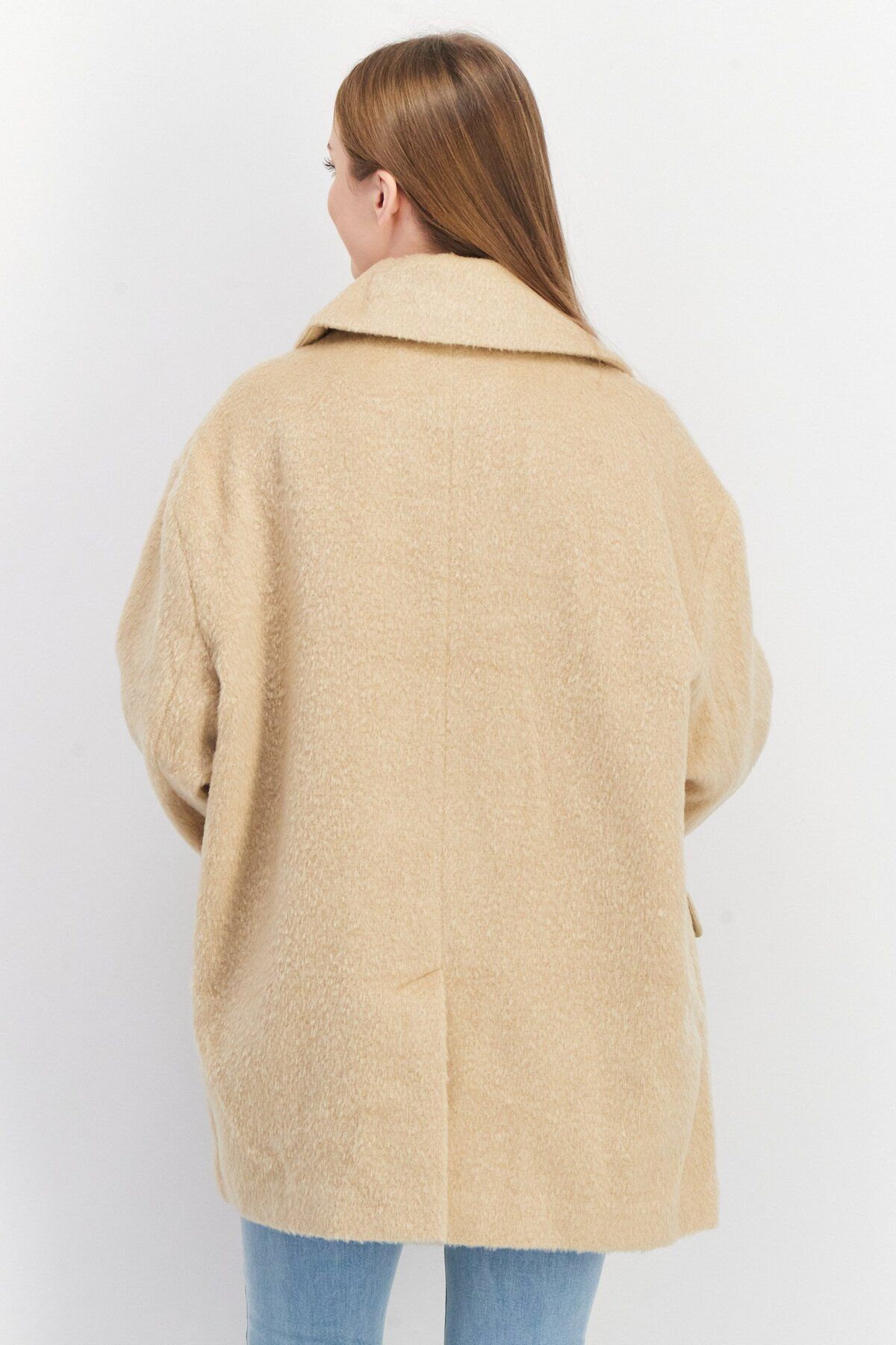 Asos Design-Women Double Breasted Coat Jacket, Beige 3