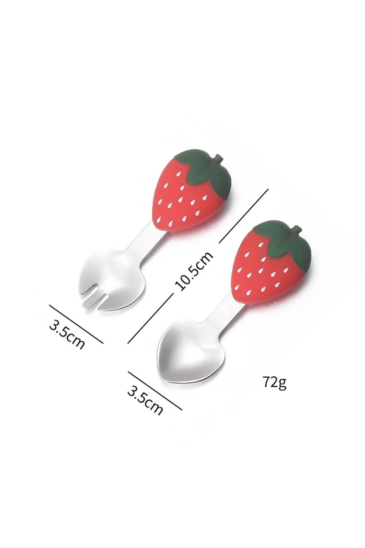 jojobebek Silikon Saplı Paslanmaz Çelik Uçlu Çocuk Kaşık -Çatal Seti - Çilek Figürlü 9+Ay fotoğrafı 3 (önizleme)