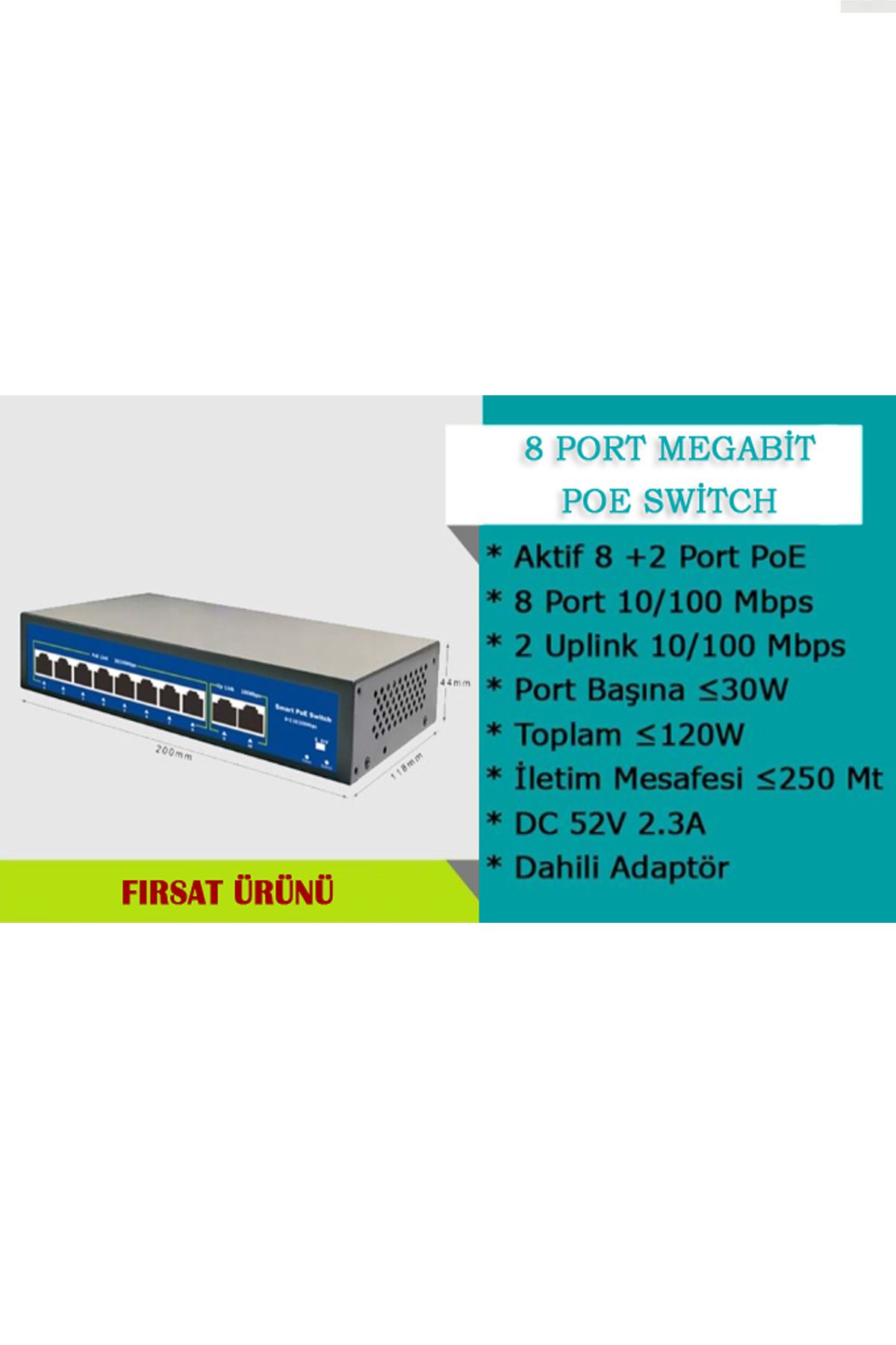 COMBO 8 port 10/100MbPS 8+2 megabit Poe switch