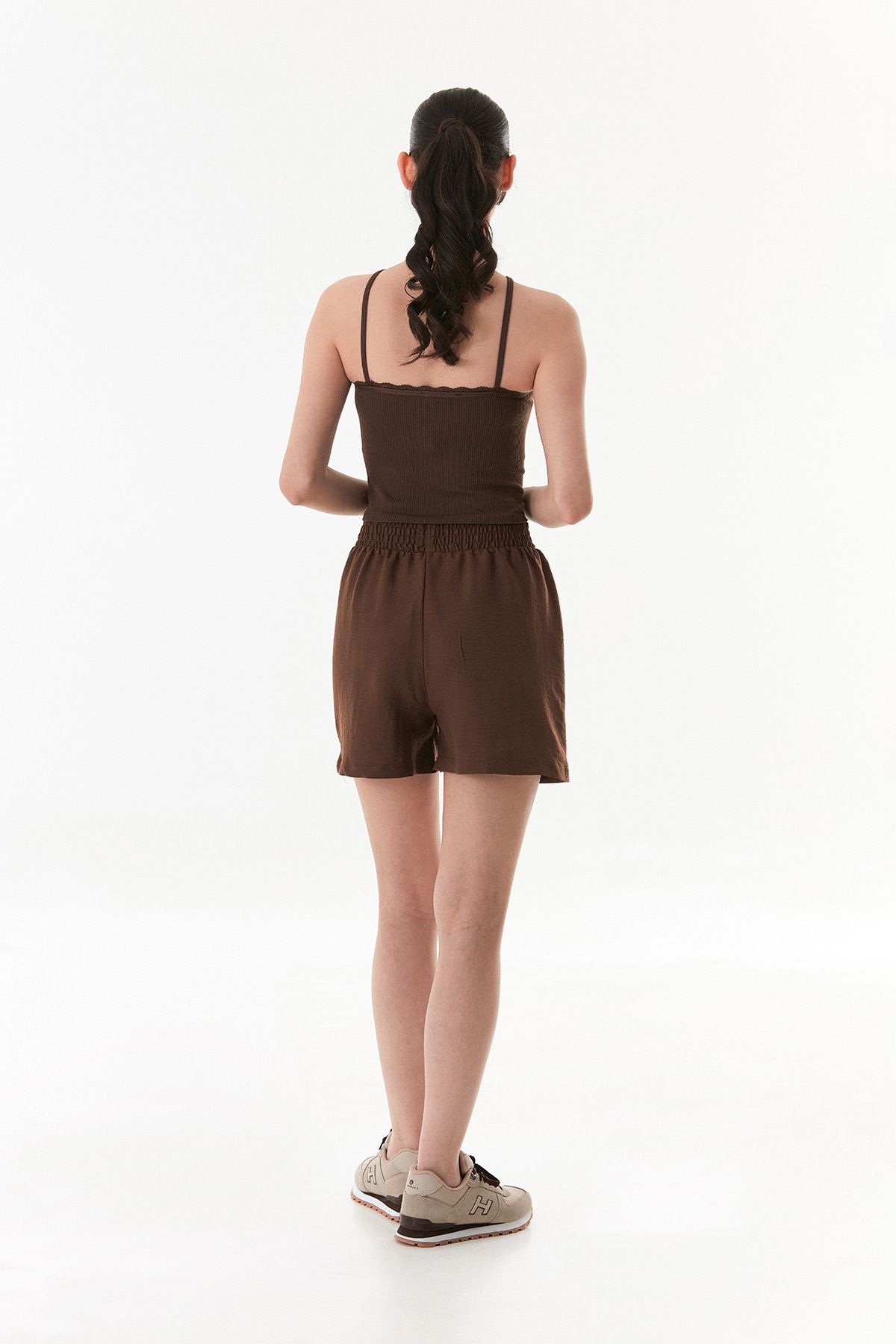 Fulla Moda-Basic Ayrobin Fabric Waist Lace up Shorts 4