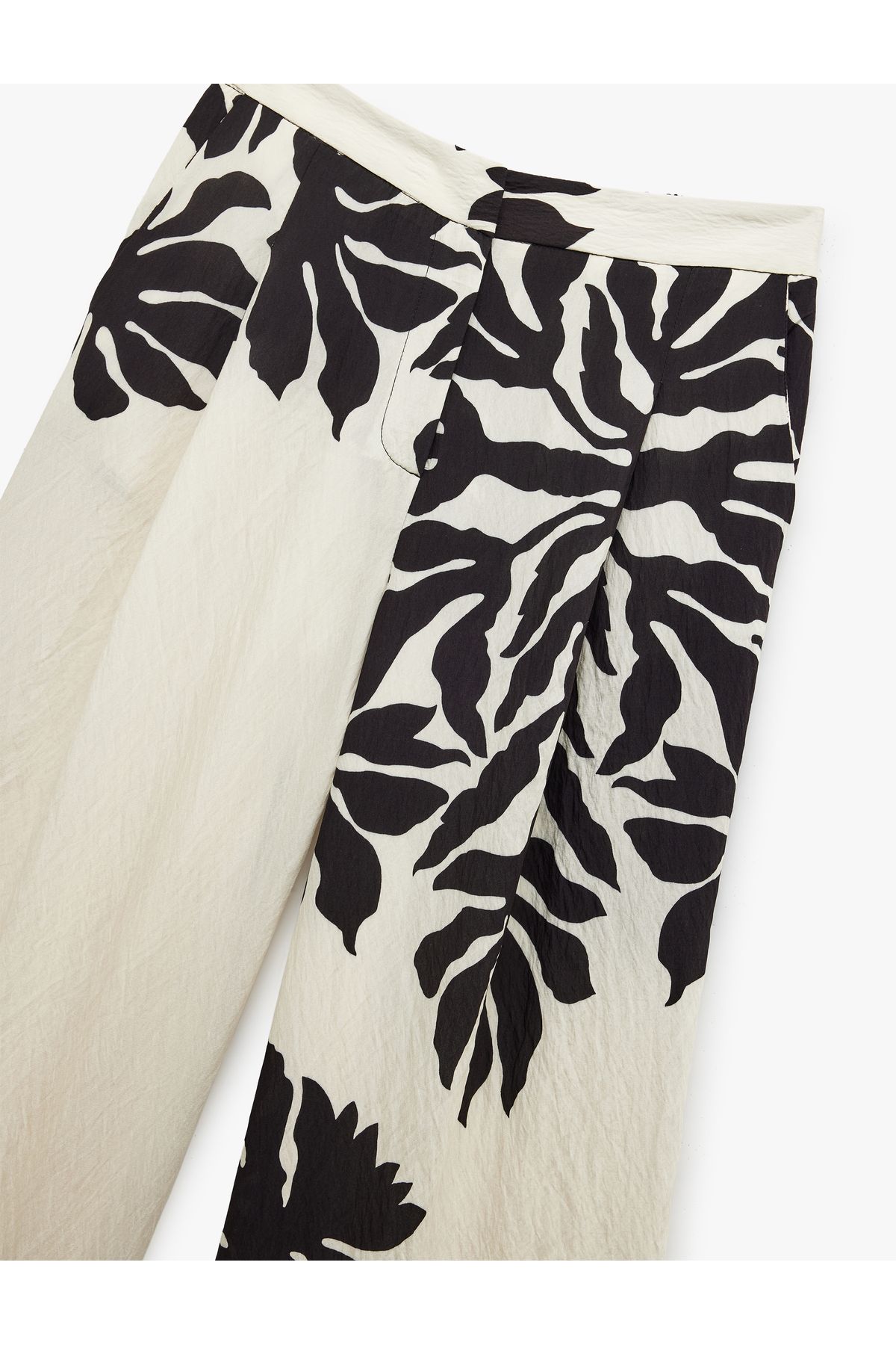 Koton-Viscose Fabric Wide Leg Floral Palazzo Trousers with Pockets 6