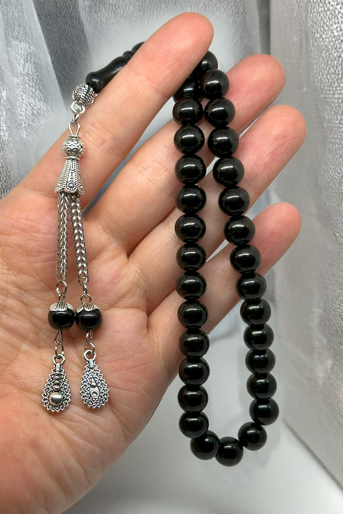 Yuvarlak Kesim Oltu Tespih - Hediyelik Oltu Tespih - Kaliteli İşçilik