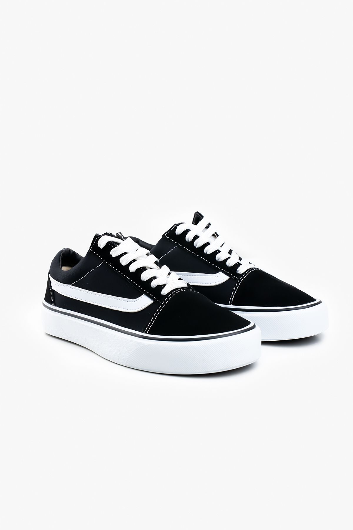 Shudy Kadın Erkek Günlük Siyah Beyaz Süet Spor Ayakkabı Sneaker