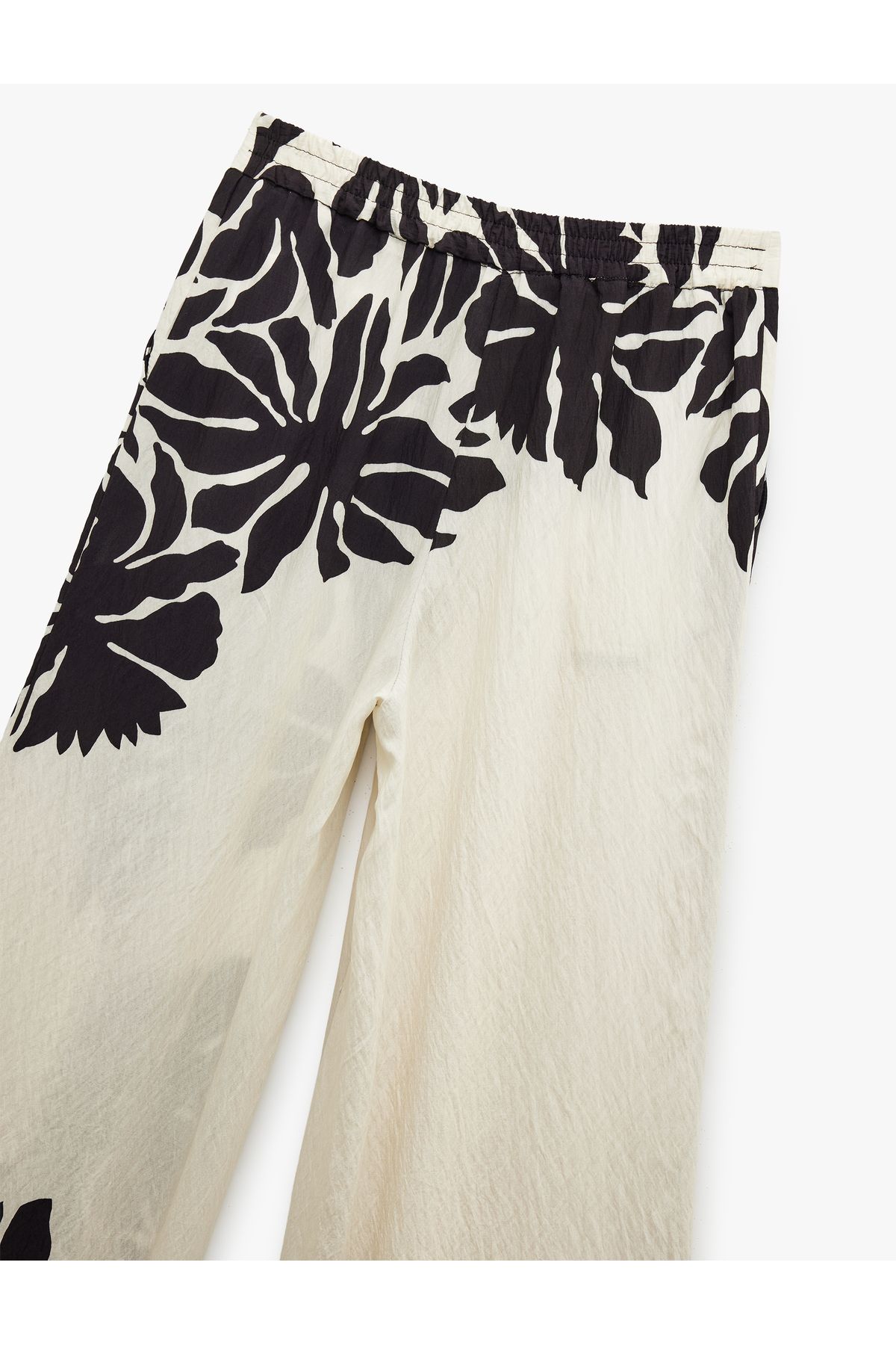 Koton-Viscose Fabric Wide Leg Floral Palazzo Trousers with Pockets 5
