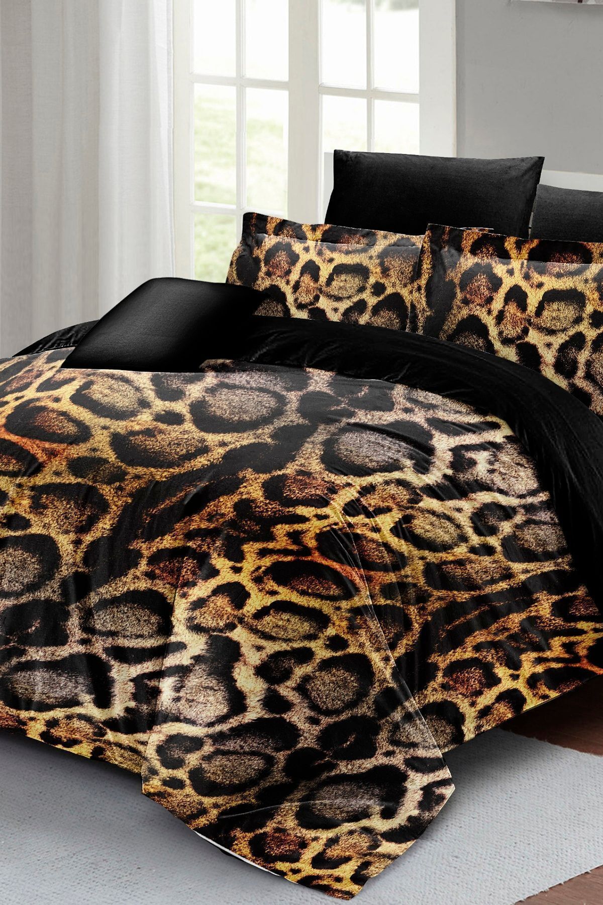 PerlaSera-Lux Leopard Pattern 3D Custom Design - Double Cotton Satin Duvet Cover Set 3
