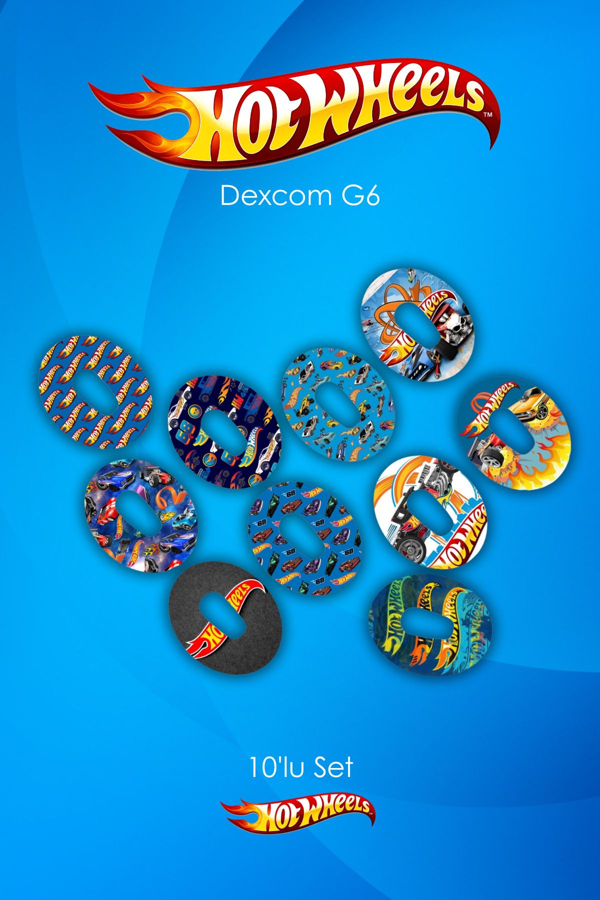 StickIT Dexcom G6 Sensör Koruyucu Bant HotWheels Serisi 10'lu Paket