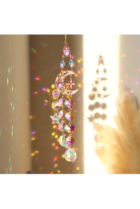 Home Dekoratif hediyelik gökkuşağı prizma yansımalı kristal rüzgar çanı güneş...