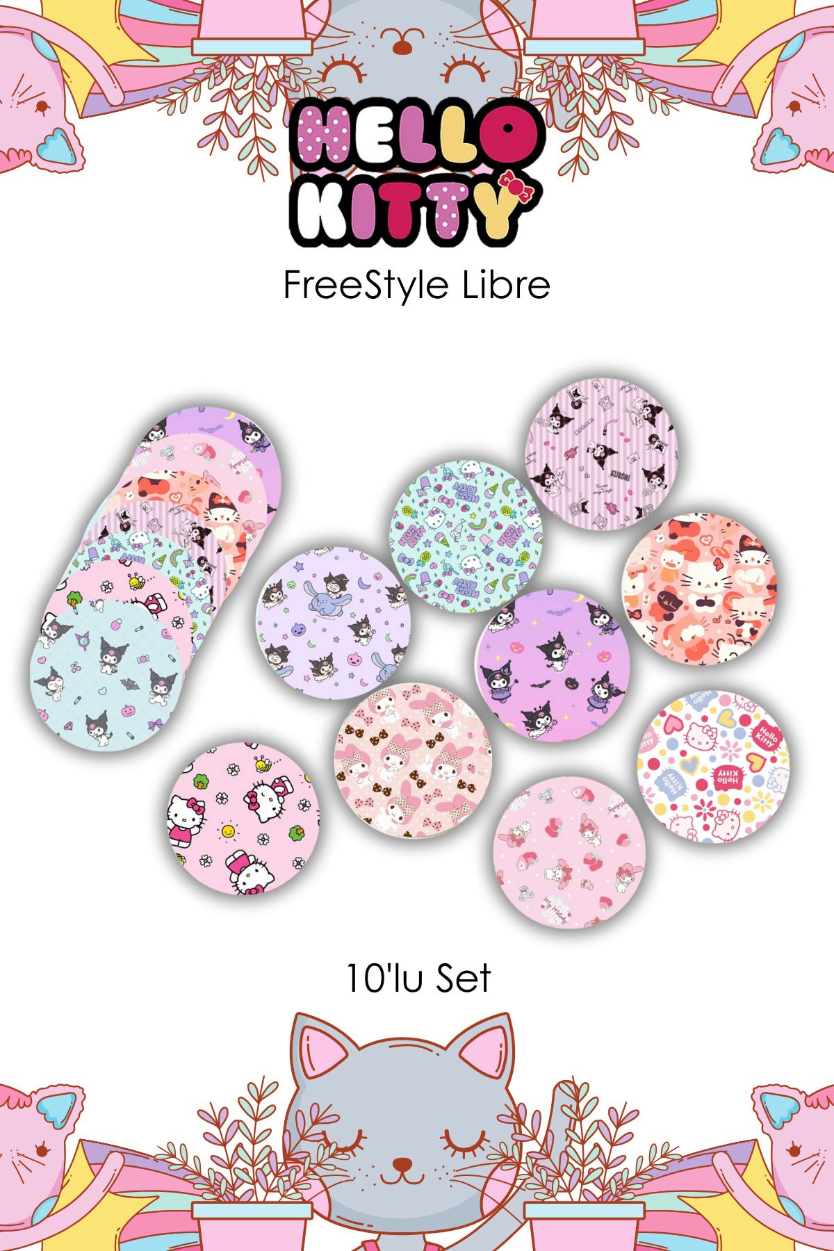 StickIT FreeStyle Libre Sensör Koruyucu Bant Kitty Collection Serisi 10'lu Paket