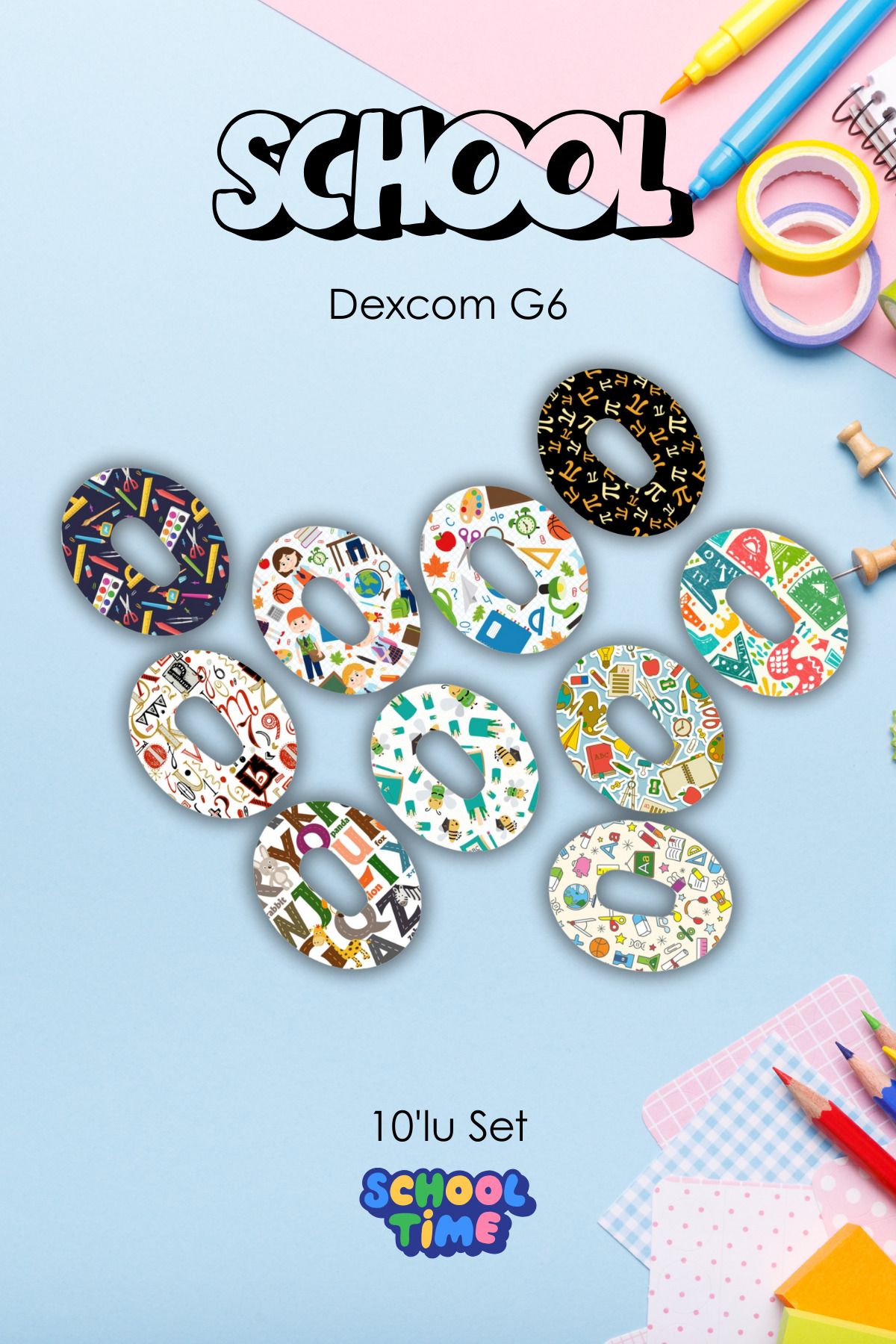 StickIT Dexcom G6 Sensör Koruyucu Bant School Serisi 10'lu Paket