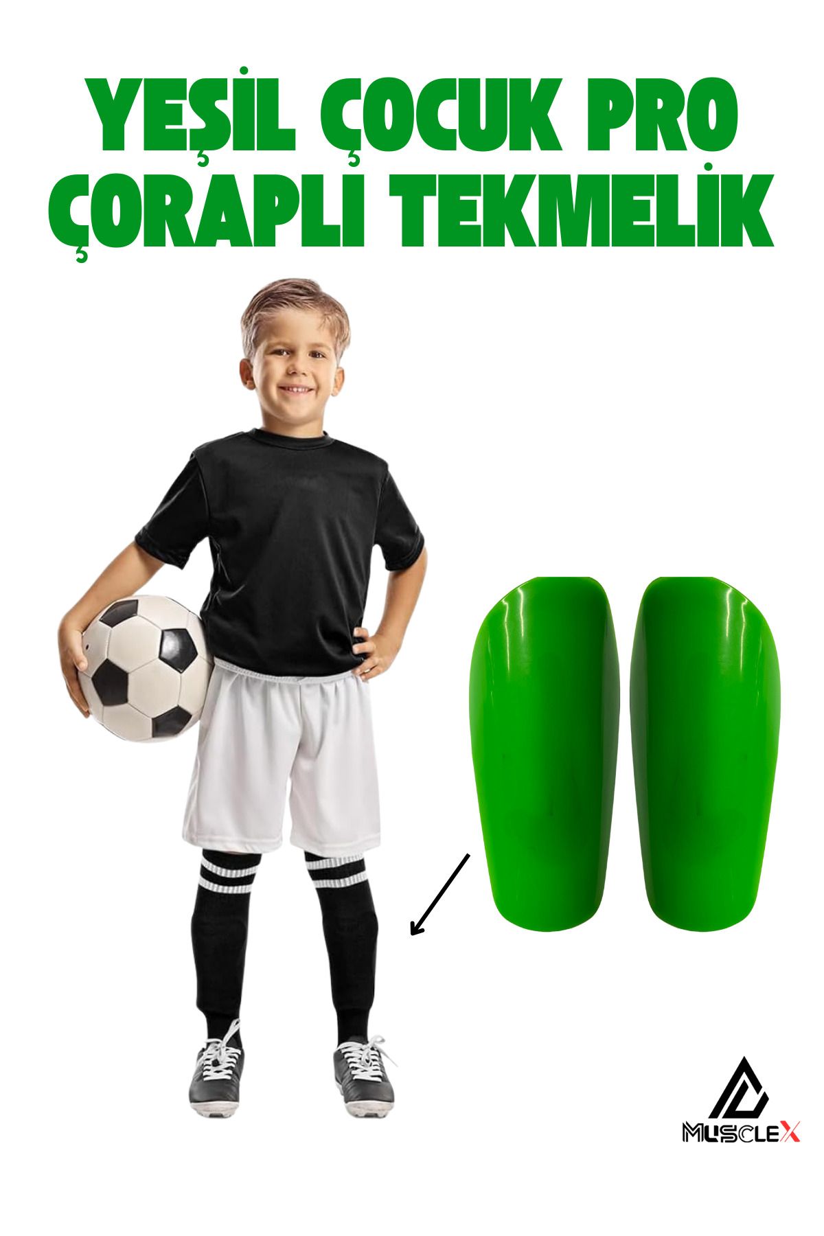 Musclex Spor Tekstil Çocuk Profesyonel Çoraplı Tekmelik | Futbol Tekmelik & Spor Ekipmanı | Kaval Koruyucu