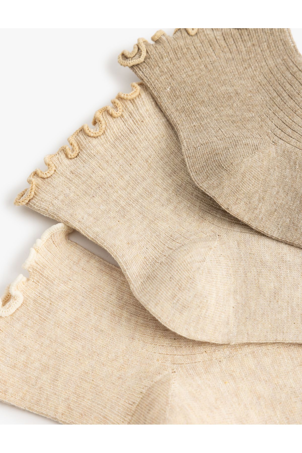 Koton-Set of 3 Booties Socks with Multicolored Ruffle Detail 3