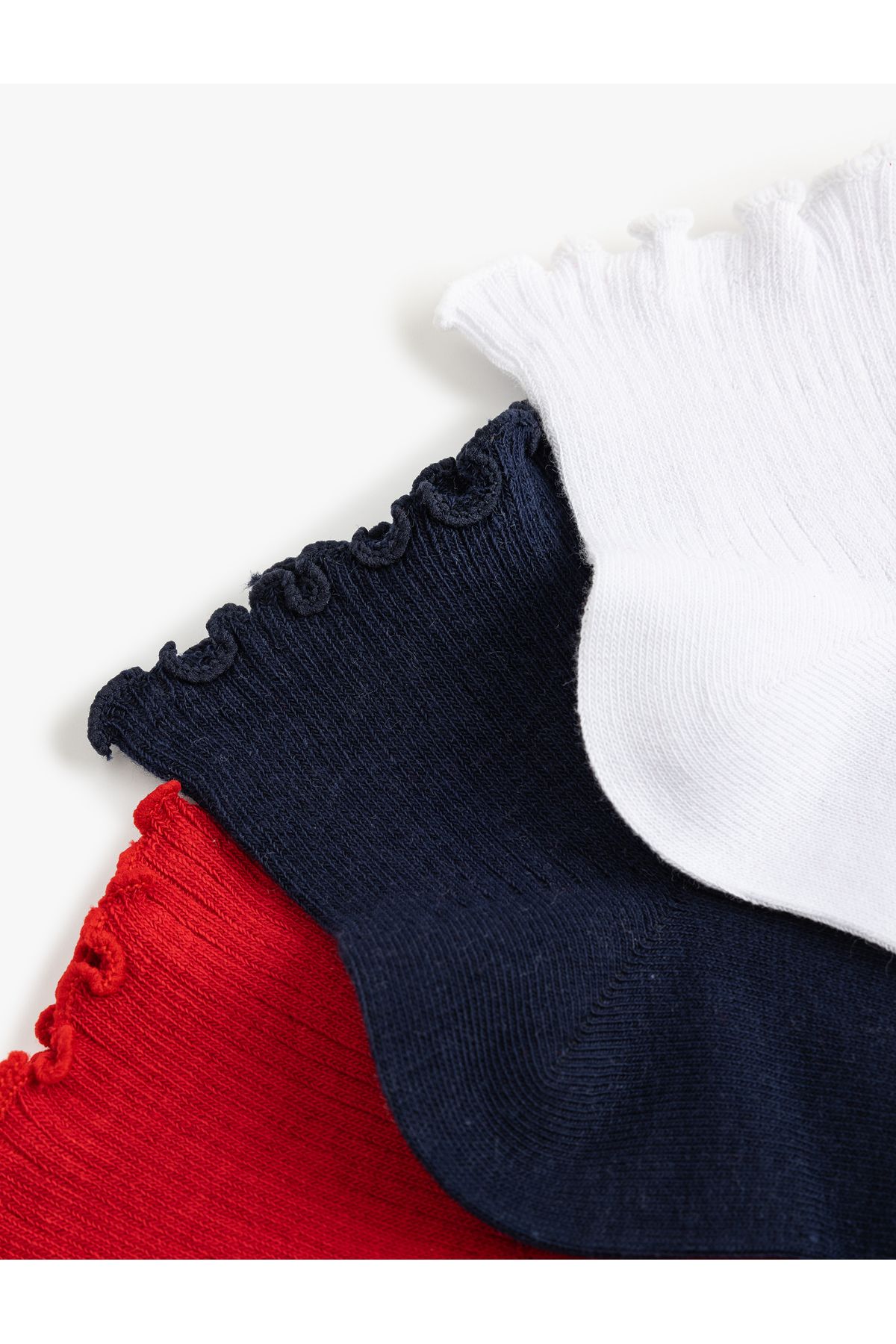 Koton-Set of 3 Booties Socks with Multicolored Ruffle Detail 3