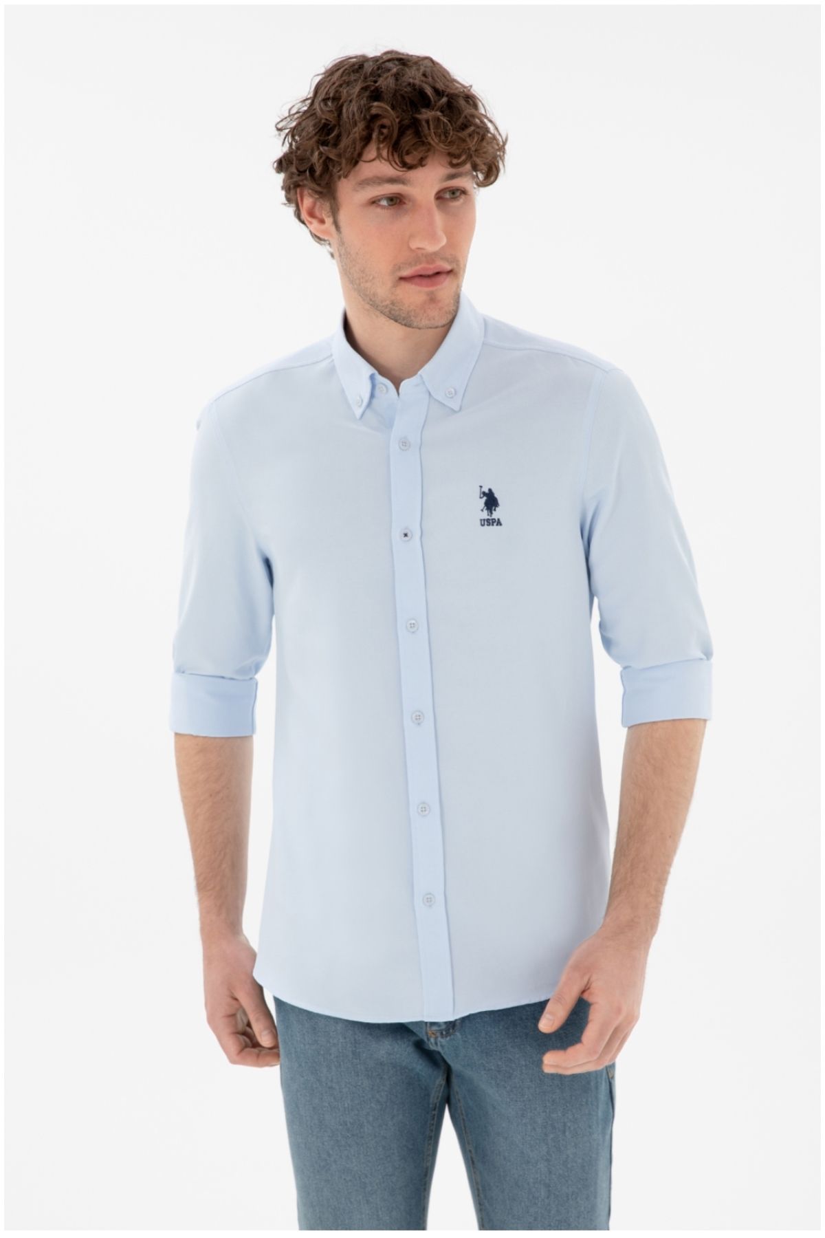 U.S. Polo Assn. U.s polo assn düğmeli yaka slim fit basic erkek gömlek