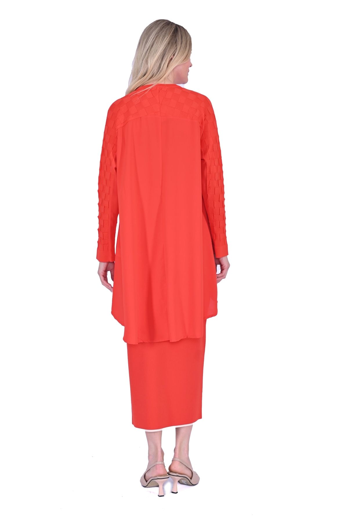Invee-6143 Orange Knitwear / Fabric Tunic 3