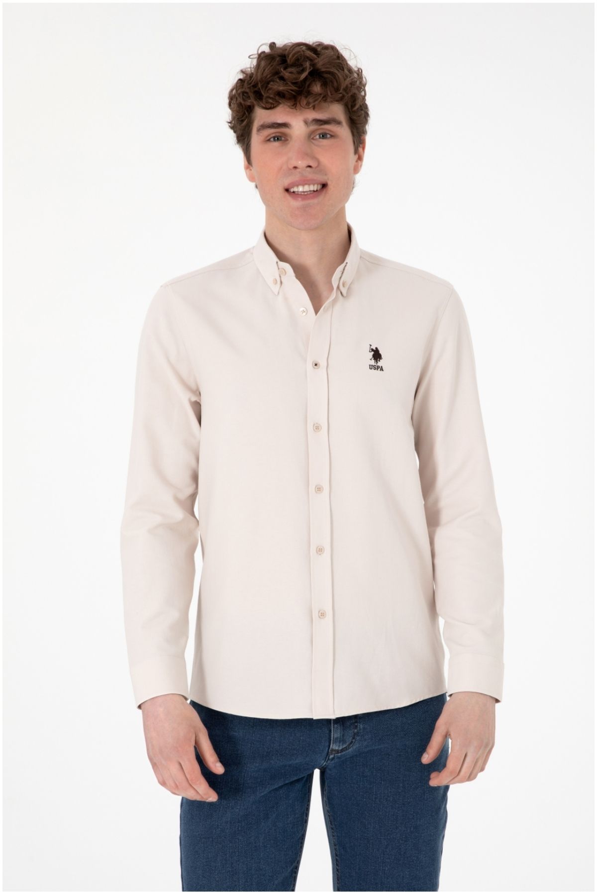 U.S. Polo Assn. U.s polo assn düğmeli yaka slim fit basic erkek gömlek