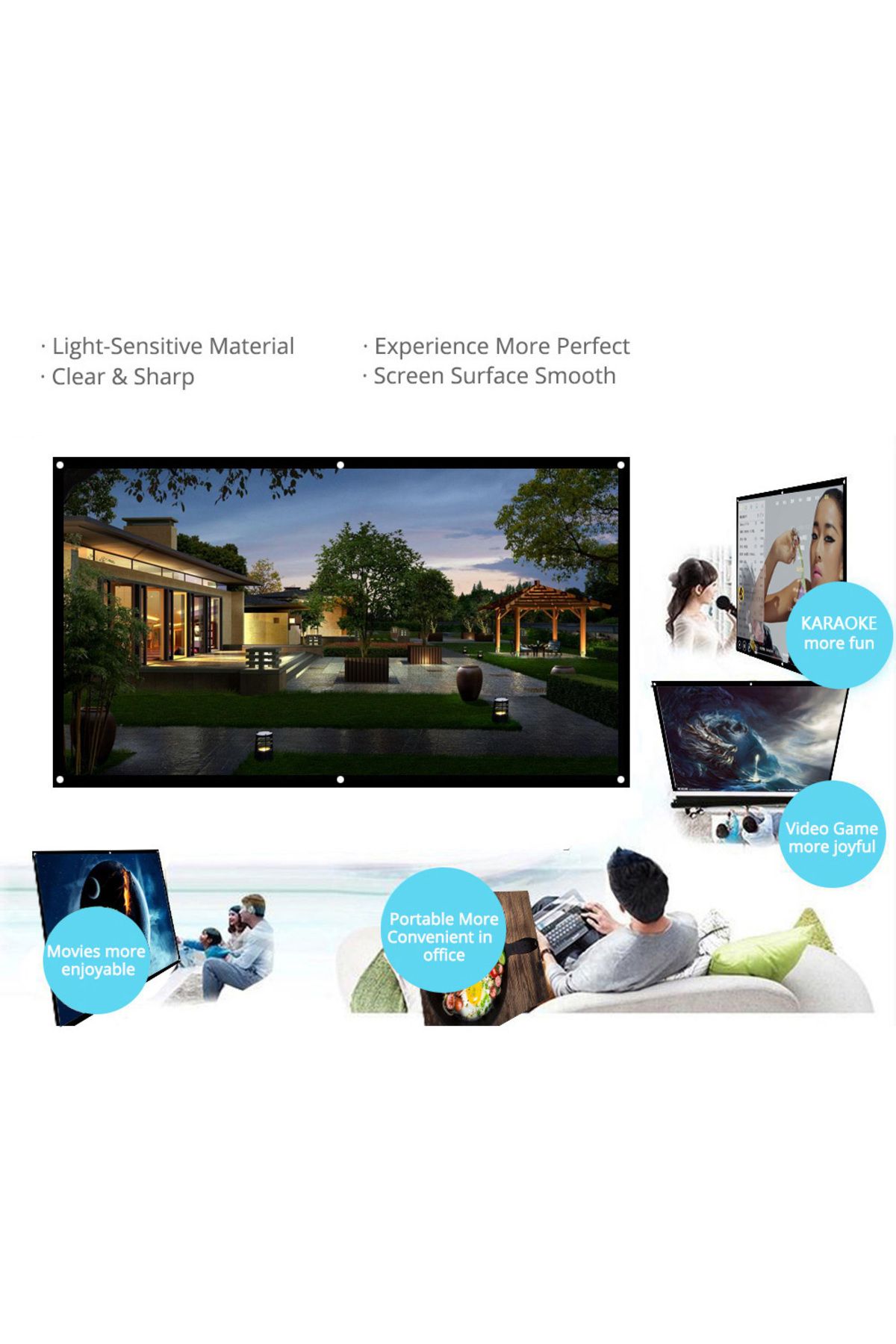 Generic-docooler Portable Foldable 16:9 HD Projector Screen LU-V5-372 White/Black 5