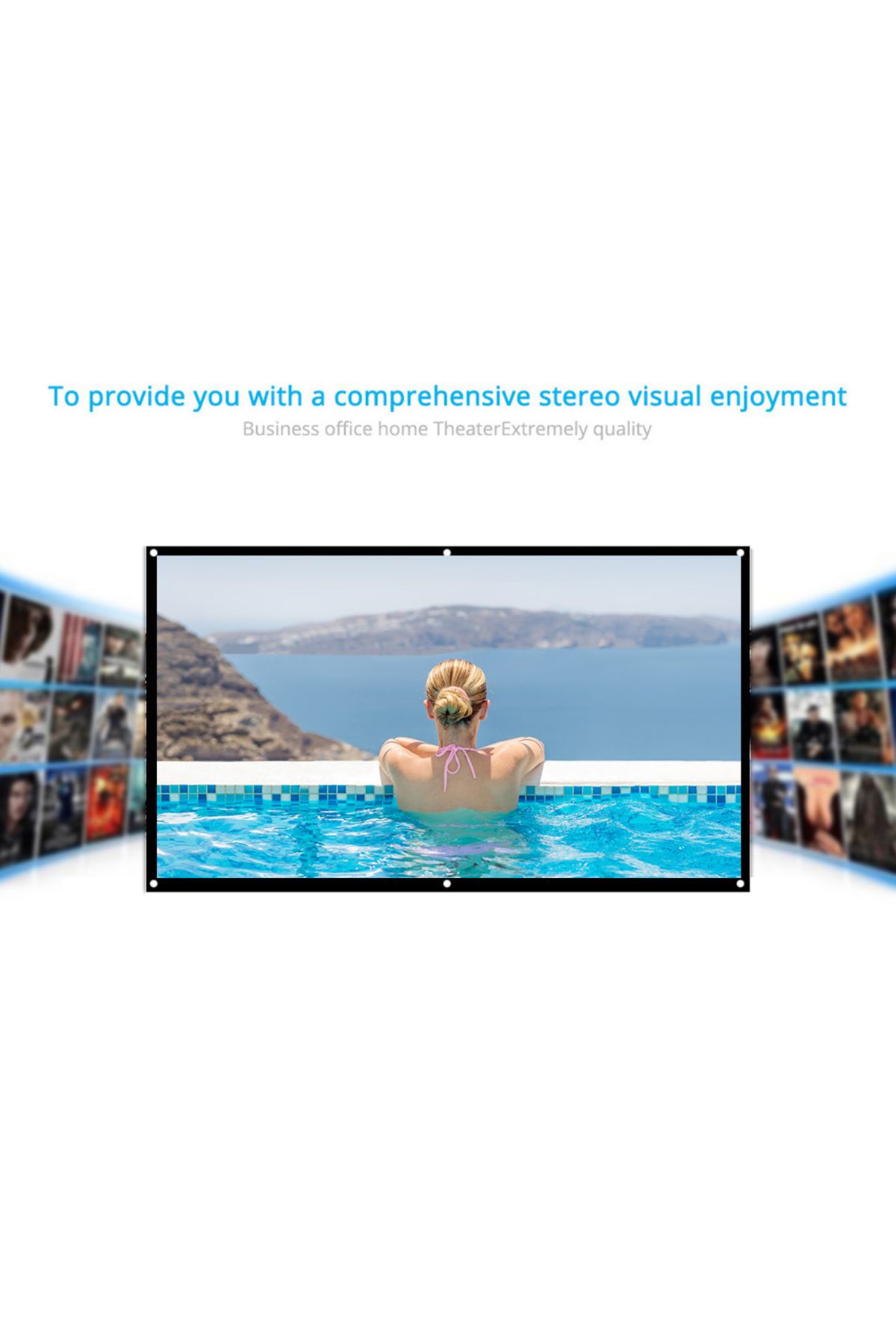 Generic-docooler Portable Foldable 16:9 HD Projector Screen LU-V5-372 White/Black 6