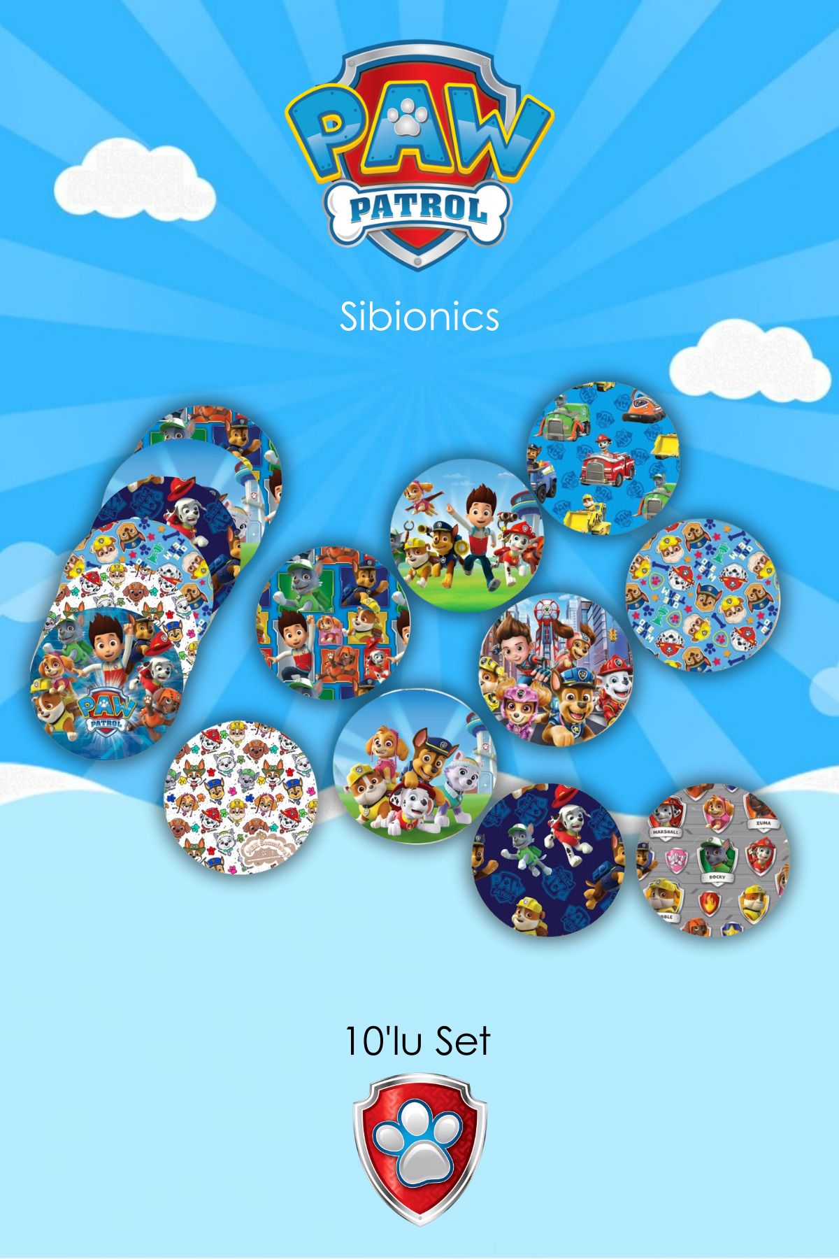 StickIT Sibionics Sensör Koruyucu Bant - Paw Patrol Serisi - 10'lu Paket