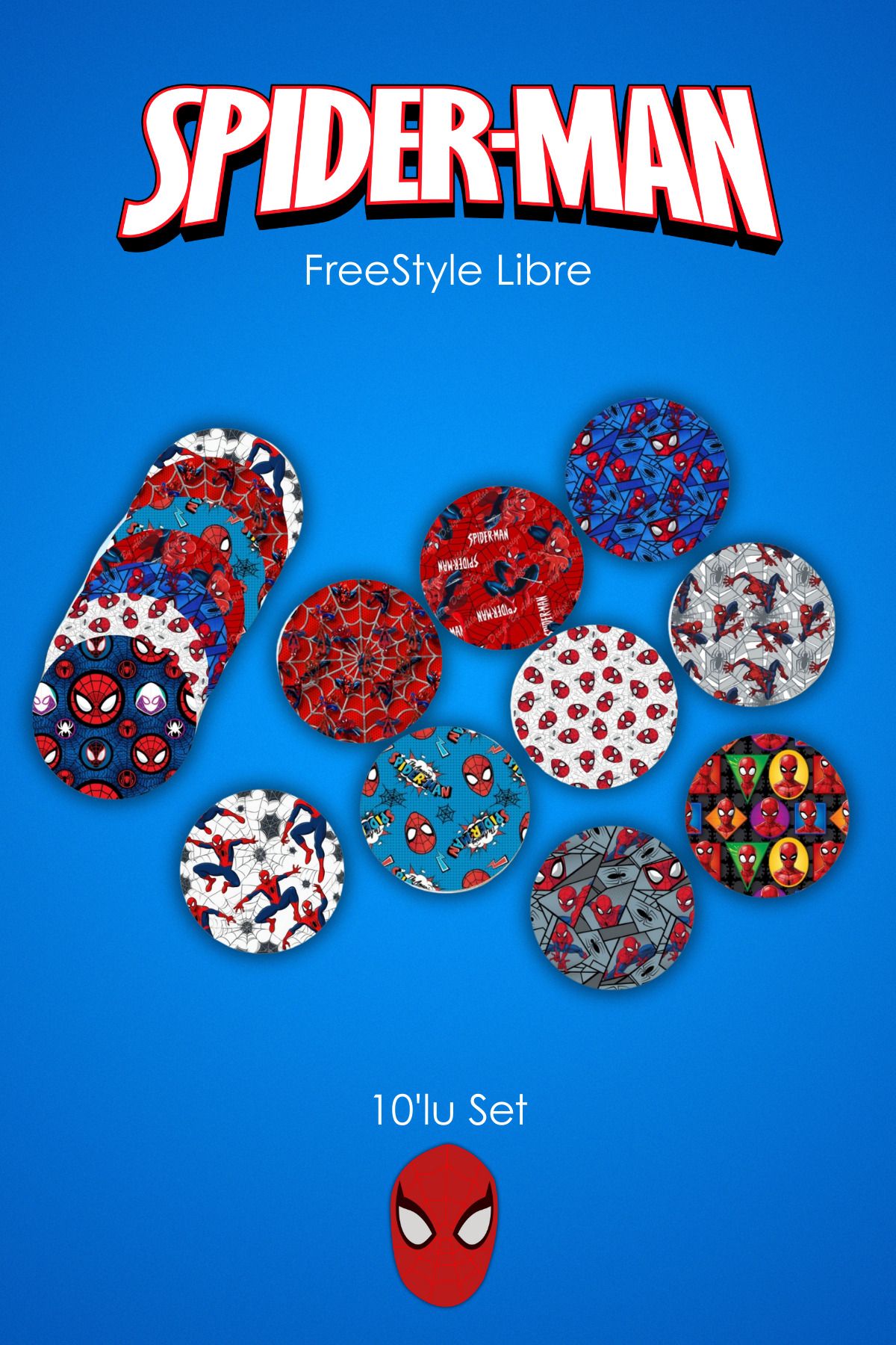 StickIT FreeStyle Libre Sensör Koruyucu Bant Spider Man Serisi 10'lu Paket